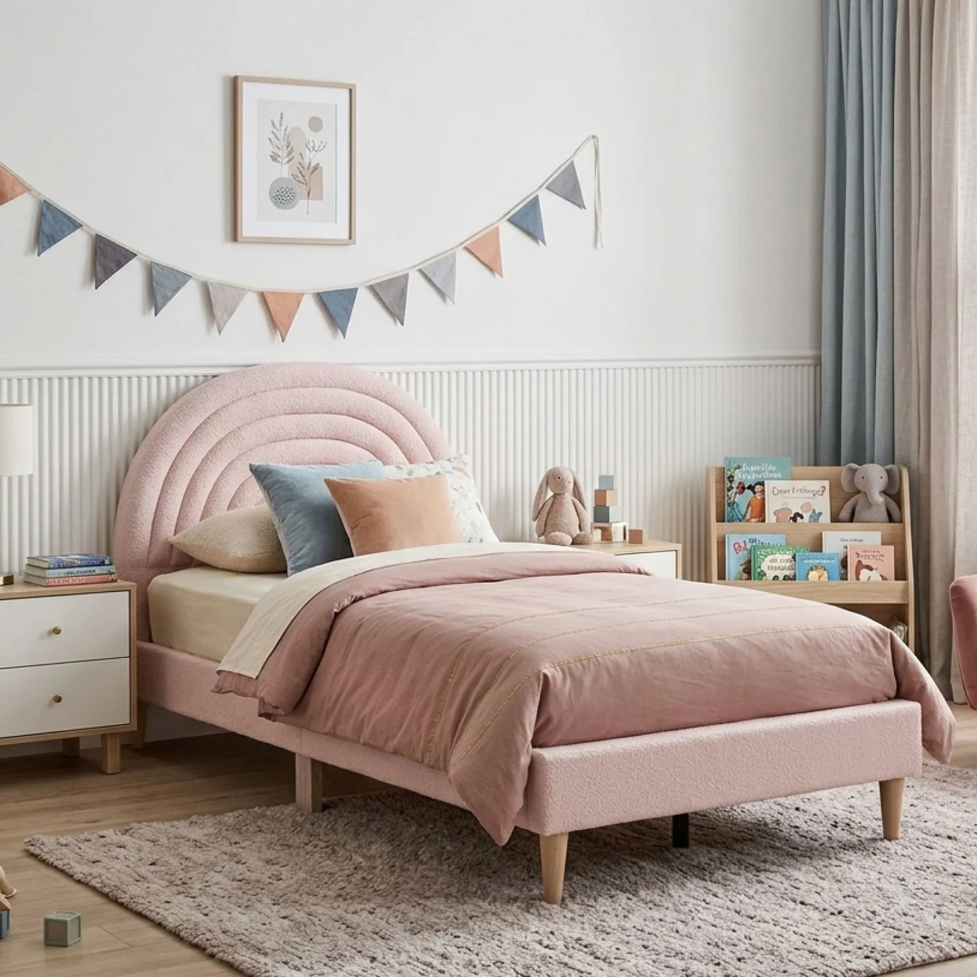 Lydia King Single Bed Frame - Pink
