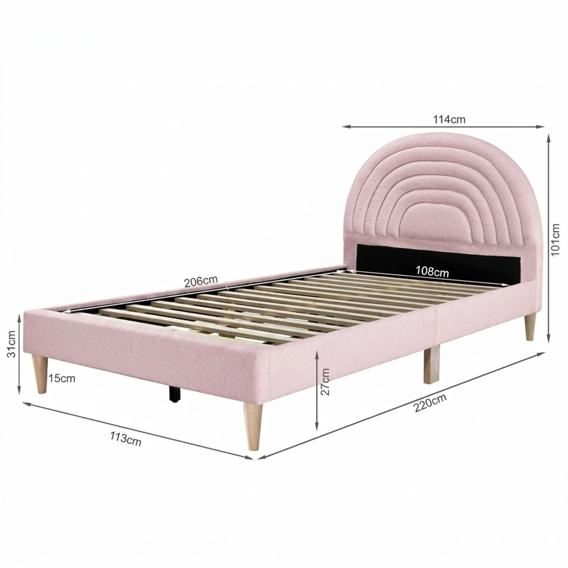 Lydia King Single Bed Frame - Pink - Image 12