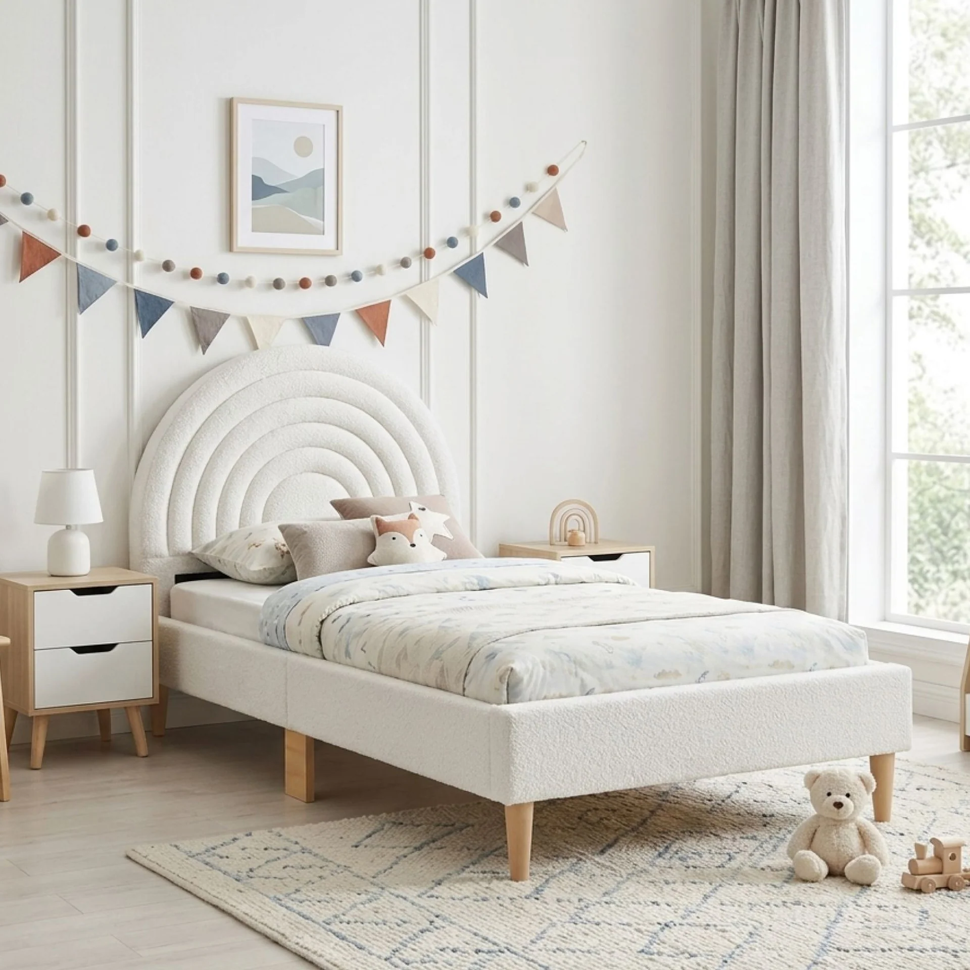 Lydia Single Bed Frame - Cream