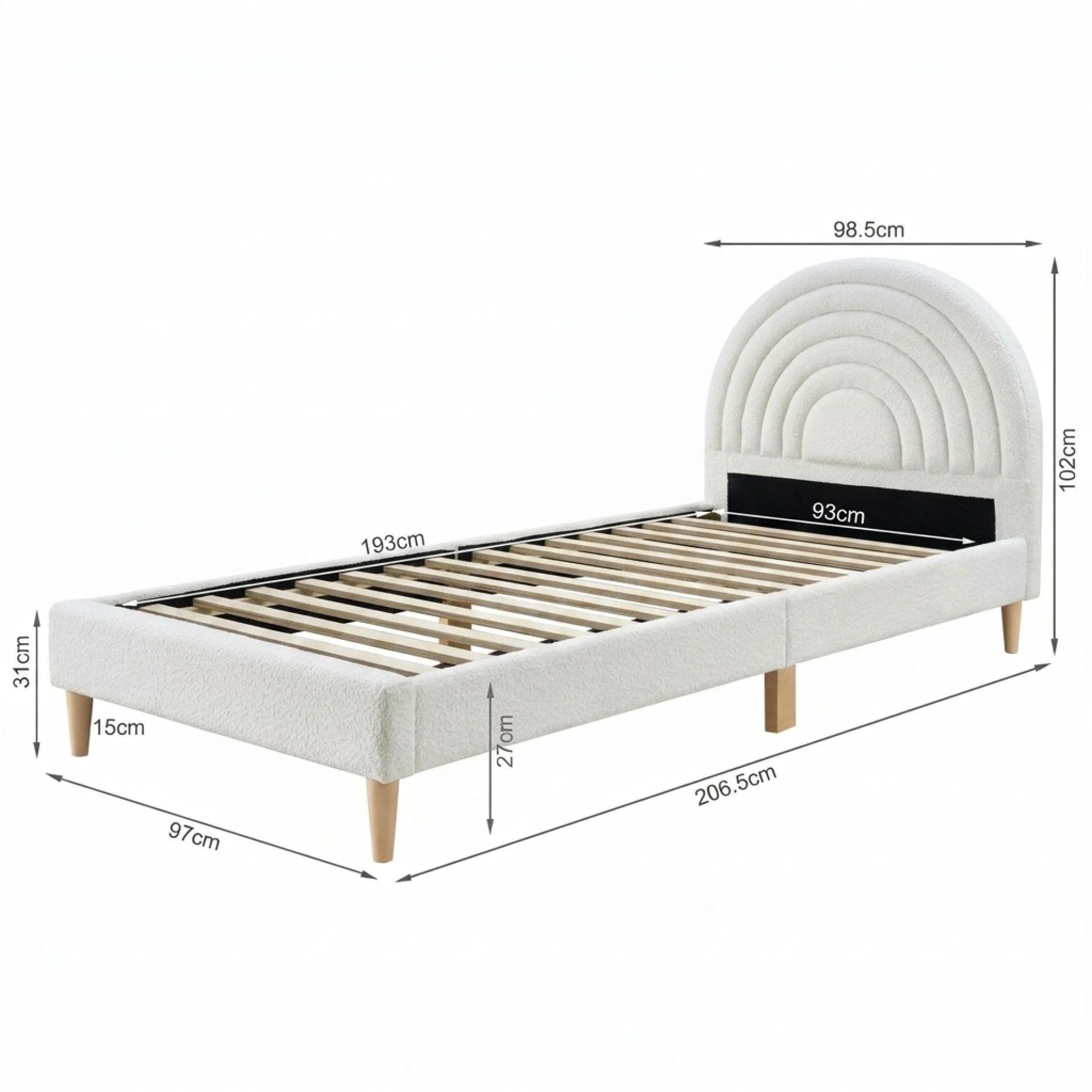 Lydia Single Bed Frame - Cream - Image 11