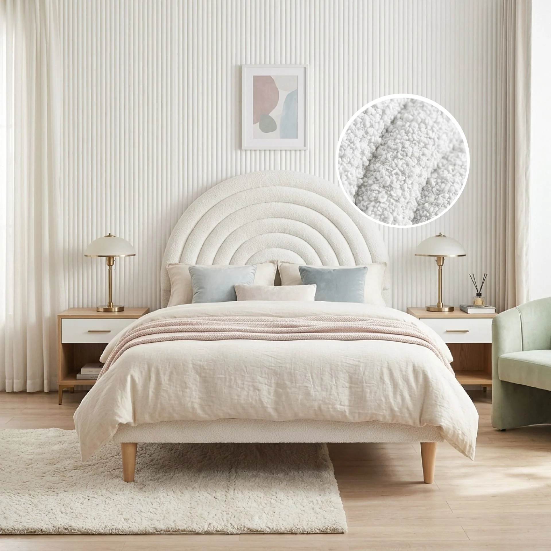 Lydia Single Bed Frame - Cream - Image 2