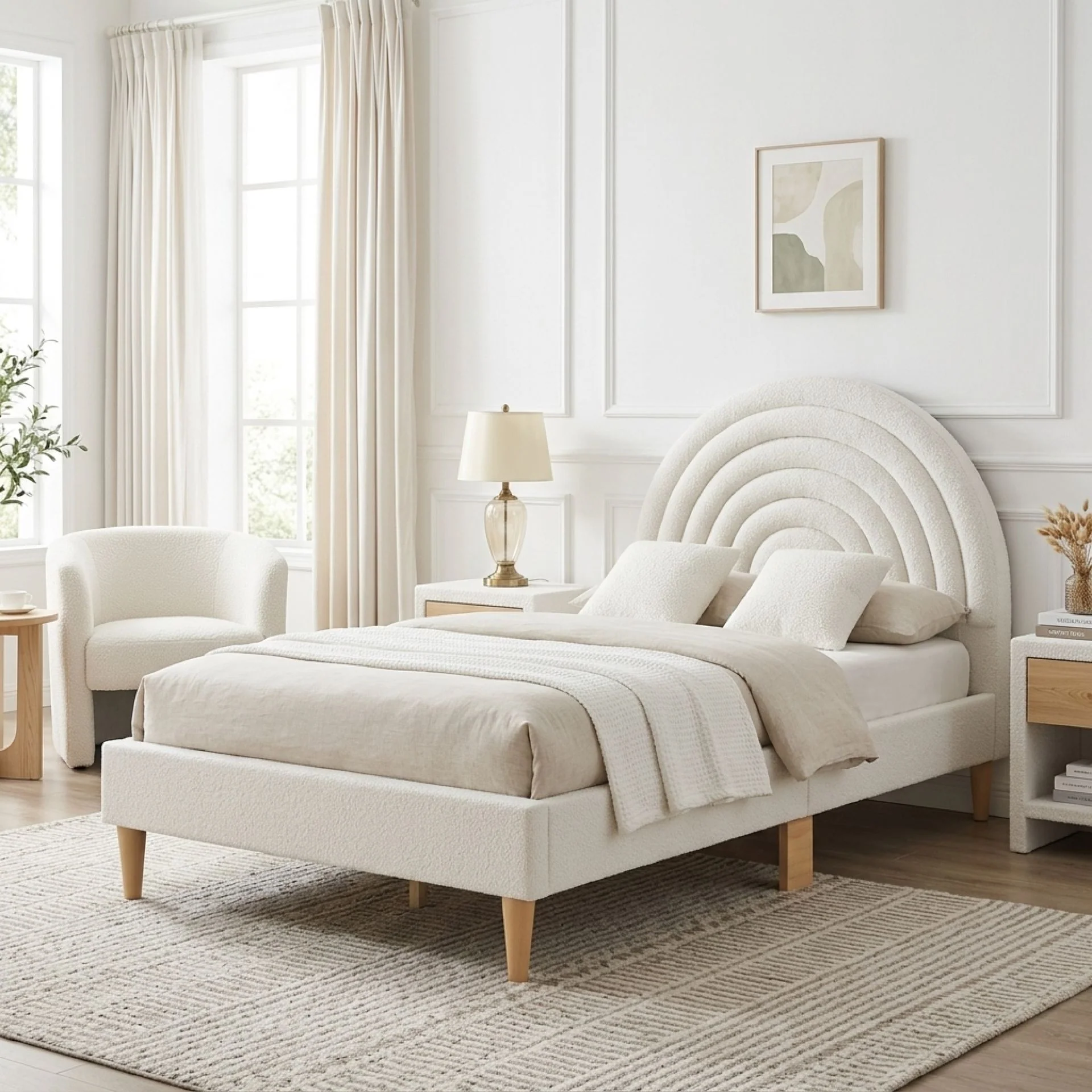 Lydia Single Bed Frame - Cream - Image 3
