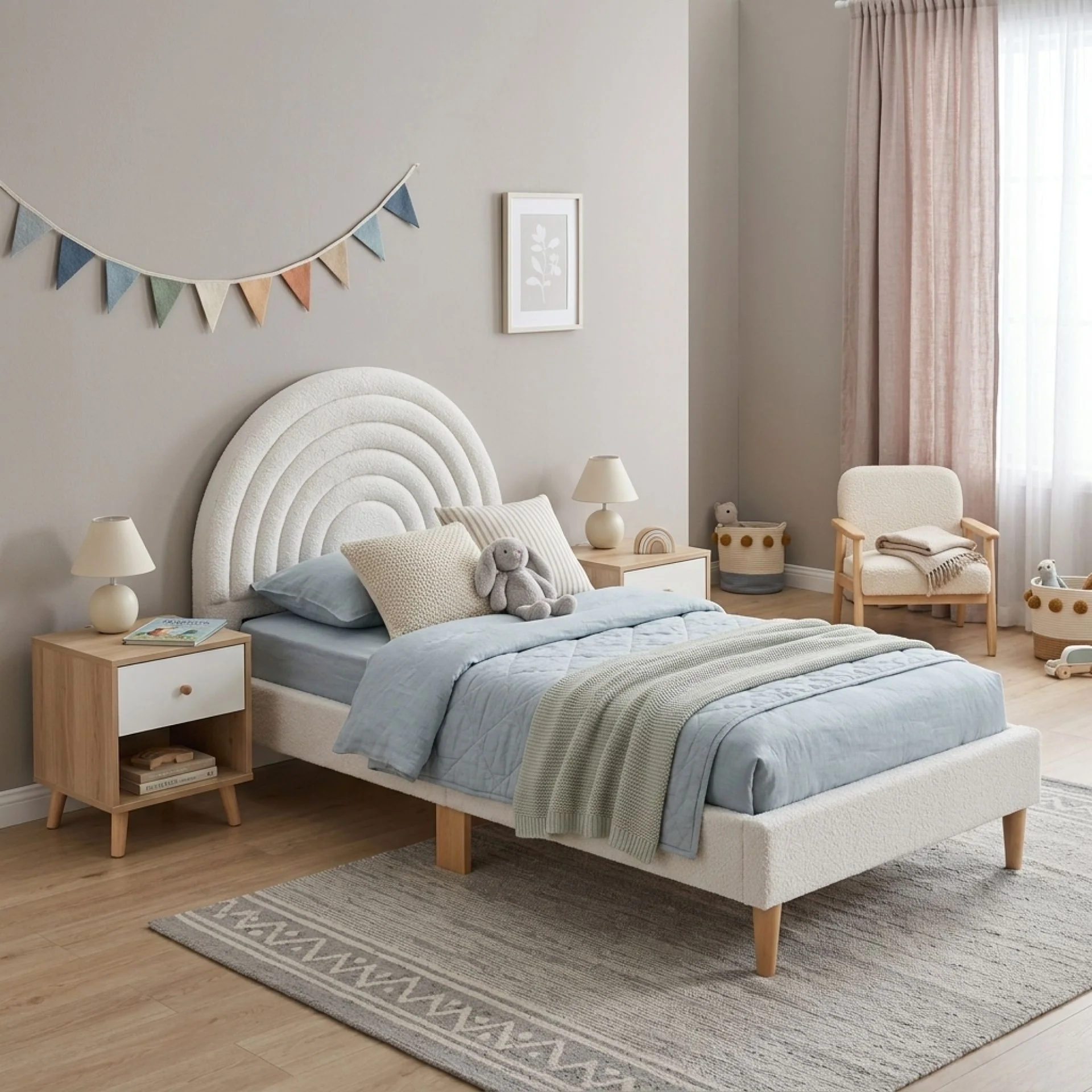 Lydia Single Bed Frame - Cream - Image 4