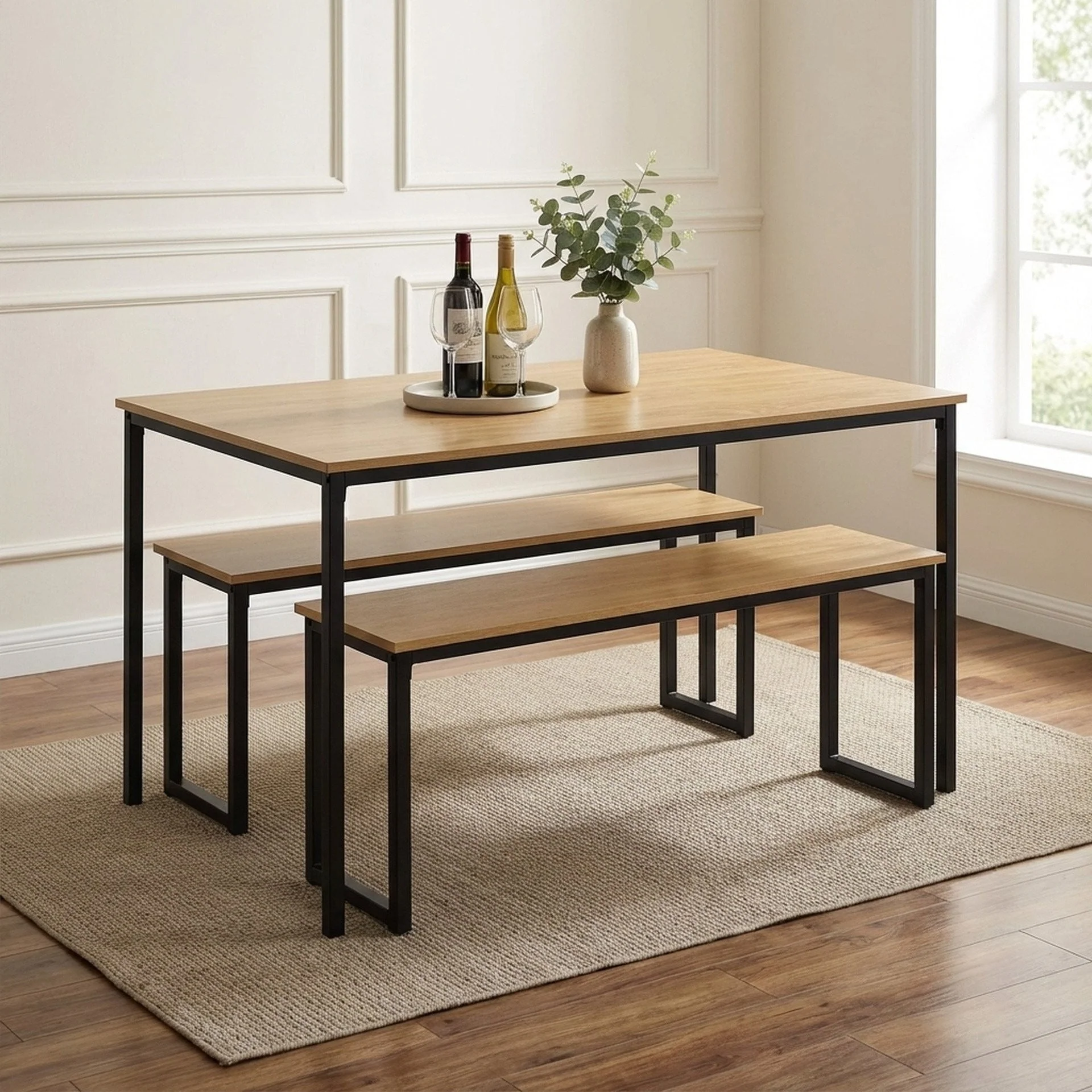Maddox 3 Piece Dining Set - Natural - Image 2