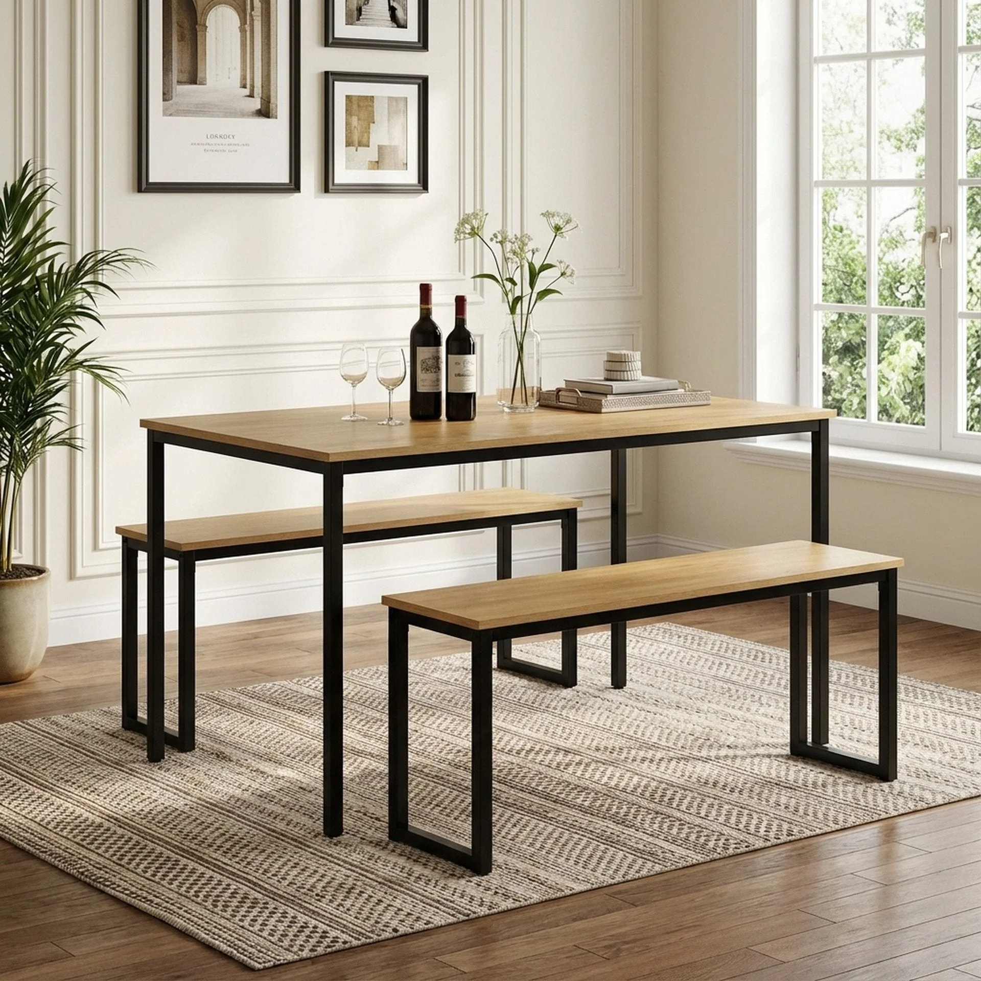 Maddox 3 Piece Dining Set - Natural - Image 3