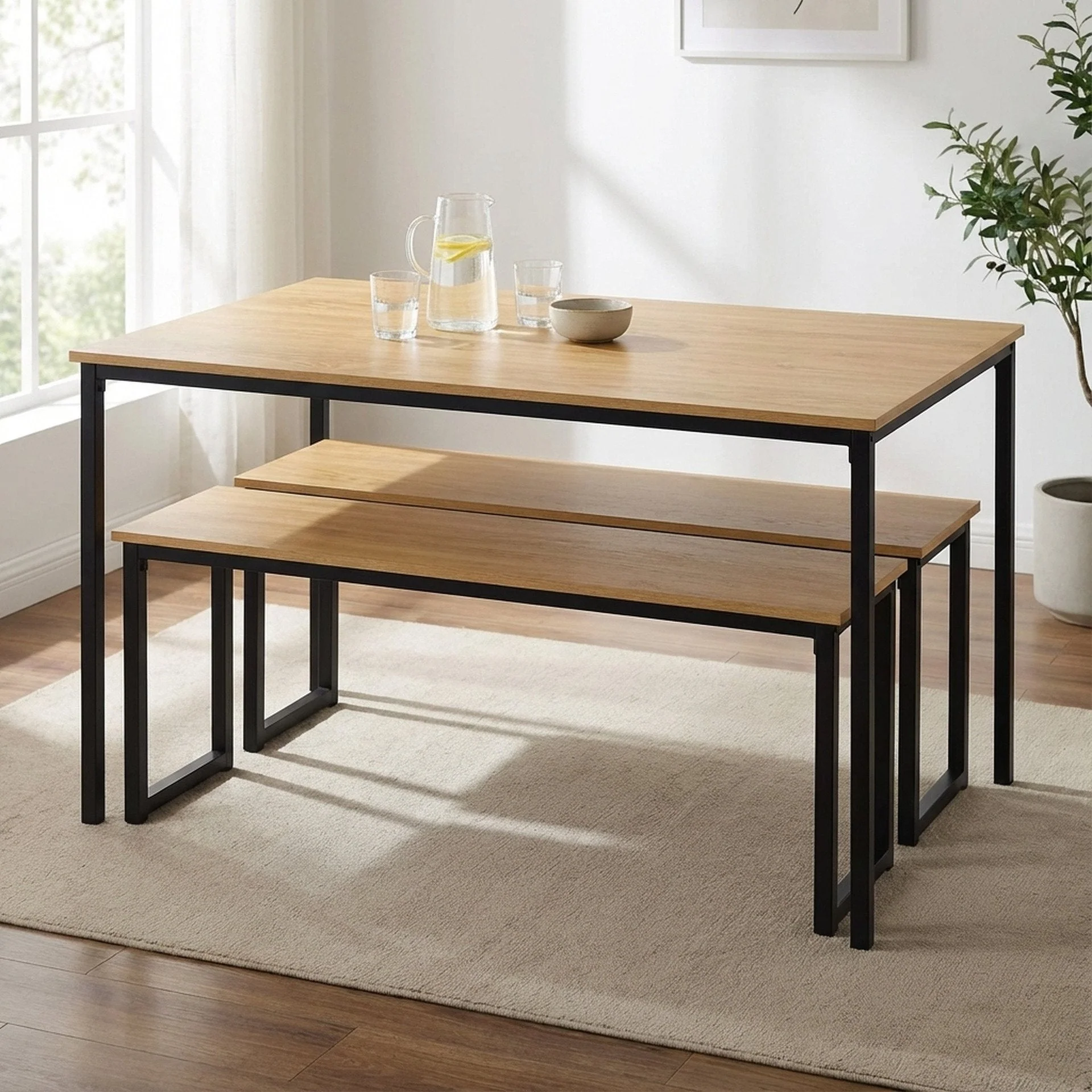 Maddox 3 Piece Dining Set - Natural - Image 5