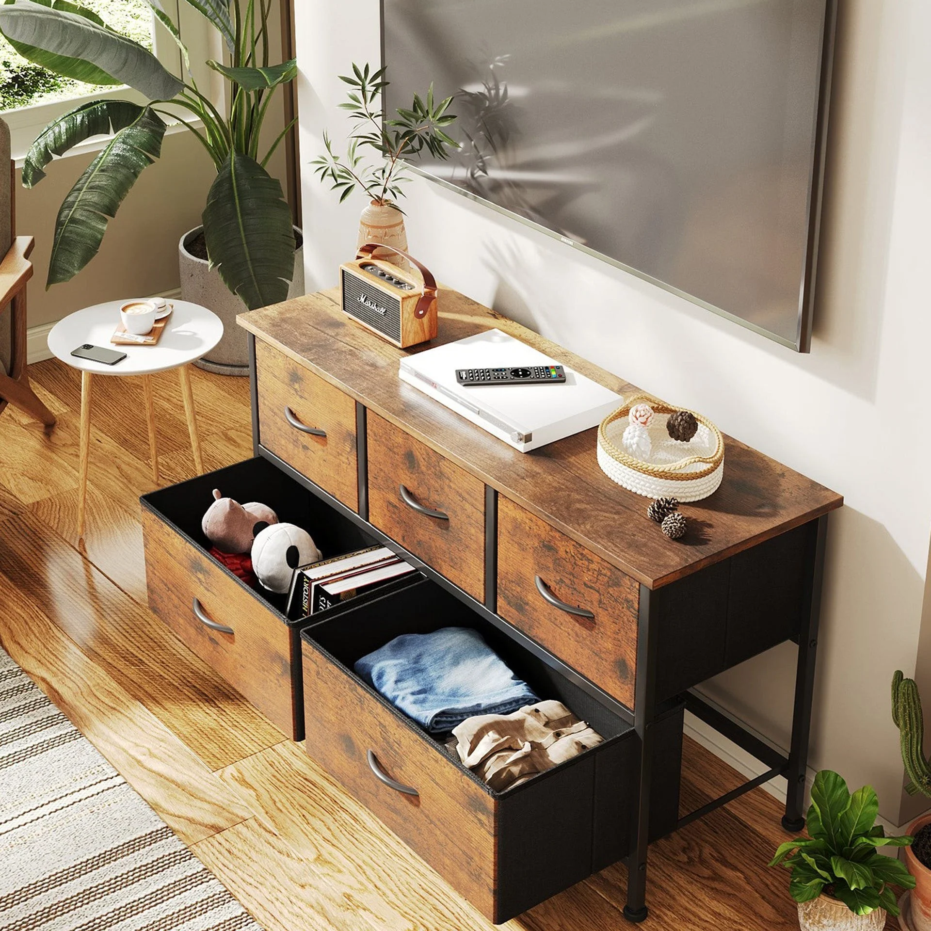 Madilyn 5 Drawers Lowboy - Rustic Brown - Image 4