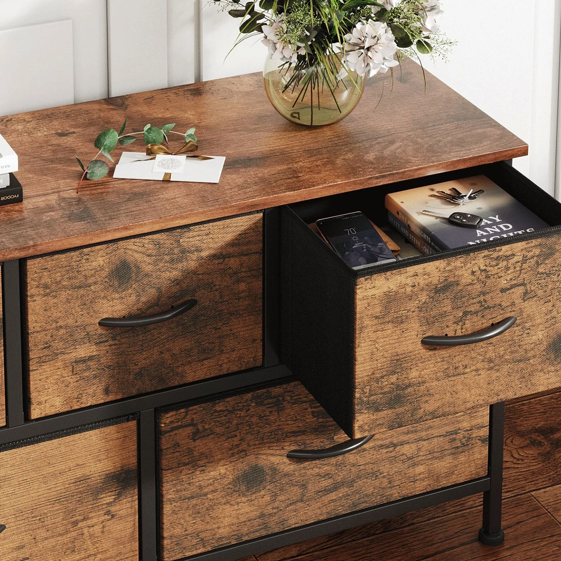 Madilyn 5 Drawers Lowboy - Rustic Brown - Image 5