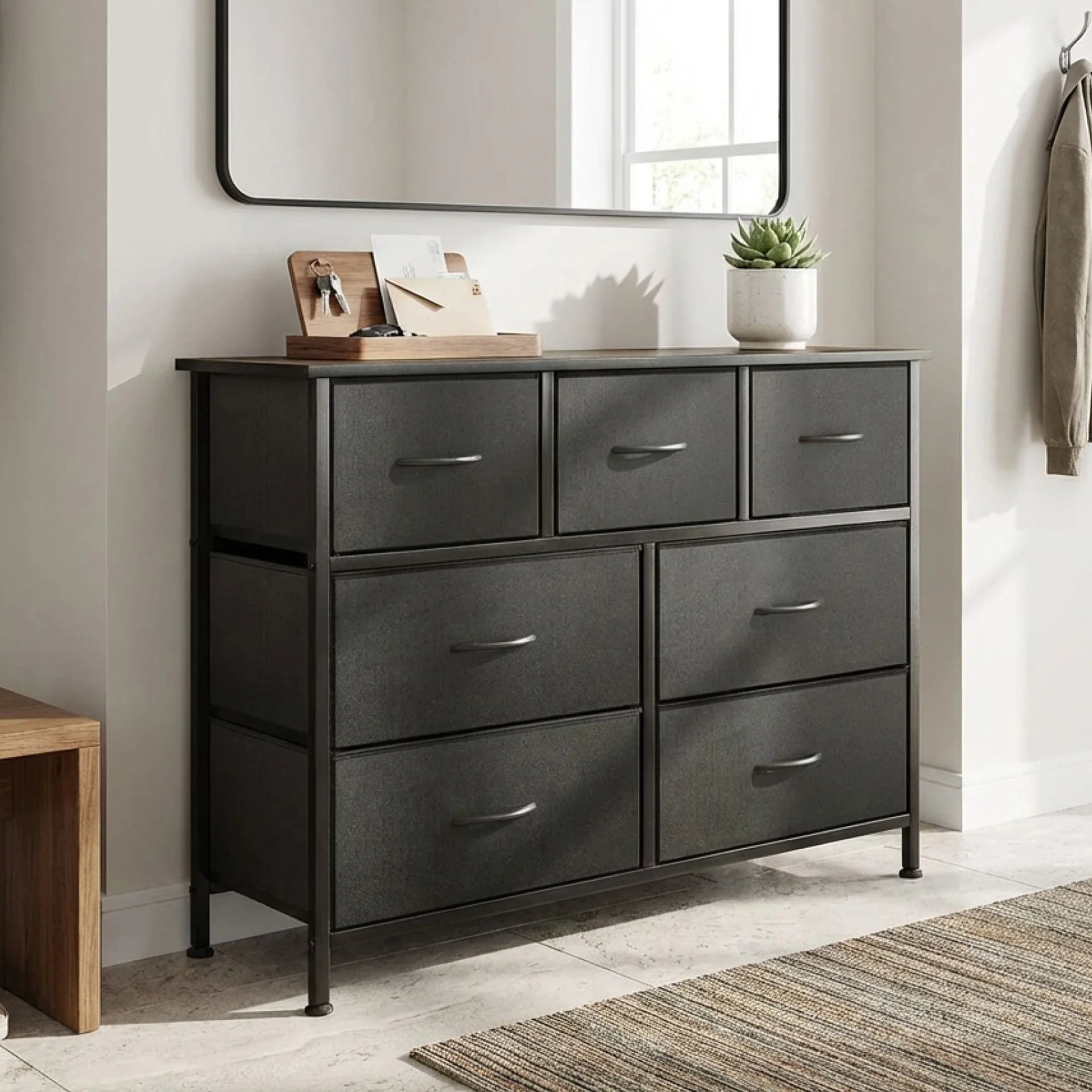 Madilyn 7 Drawers Lowboy - Black - Image 4