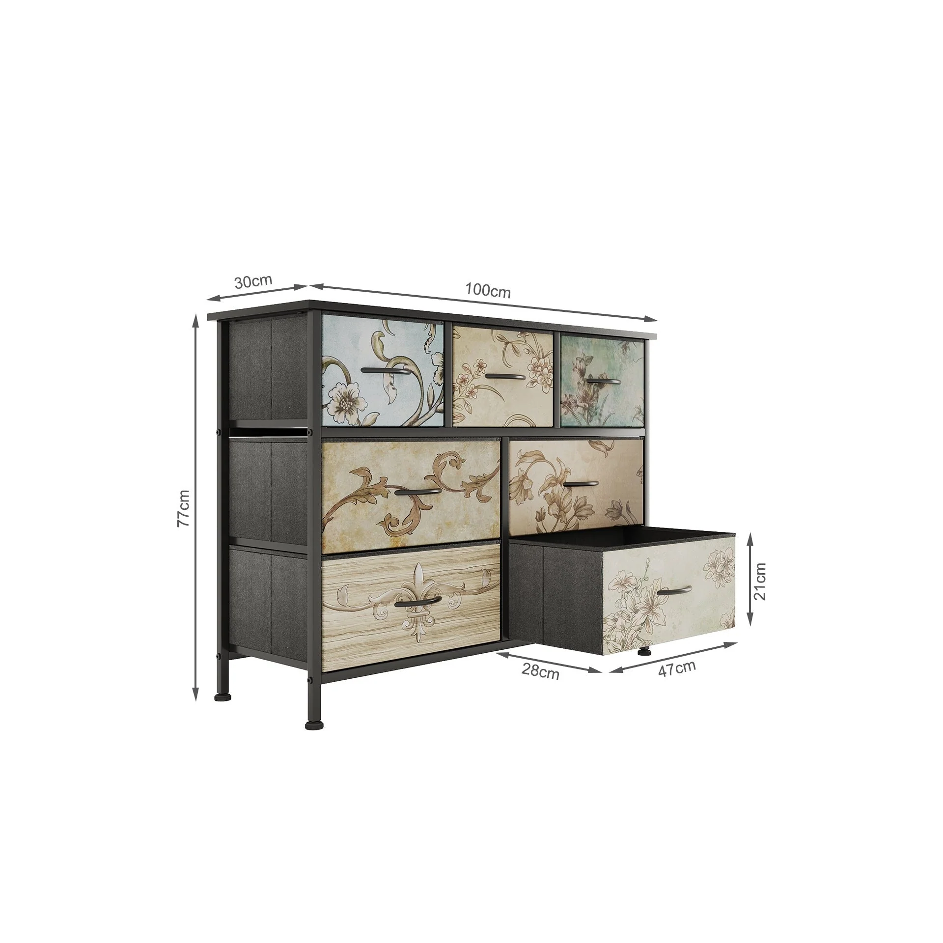 Madilyn 7 Drawers Lowboy - Black + Mix - Image 8