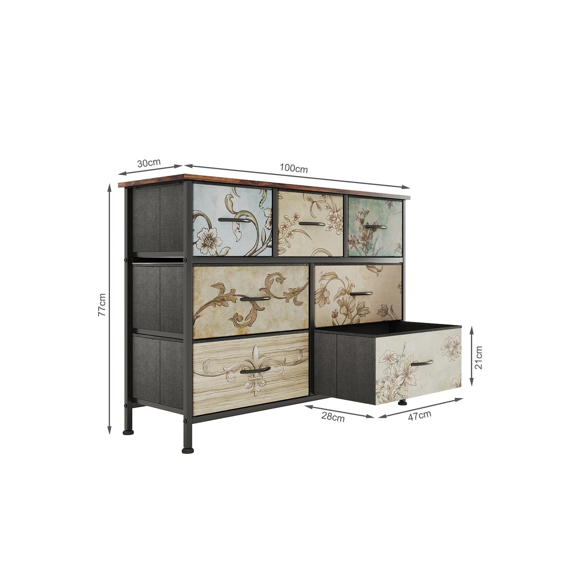 Madilyn 7 Drawers Lowboy - Rustic Brown + Mix - Image 6