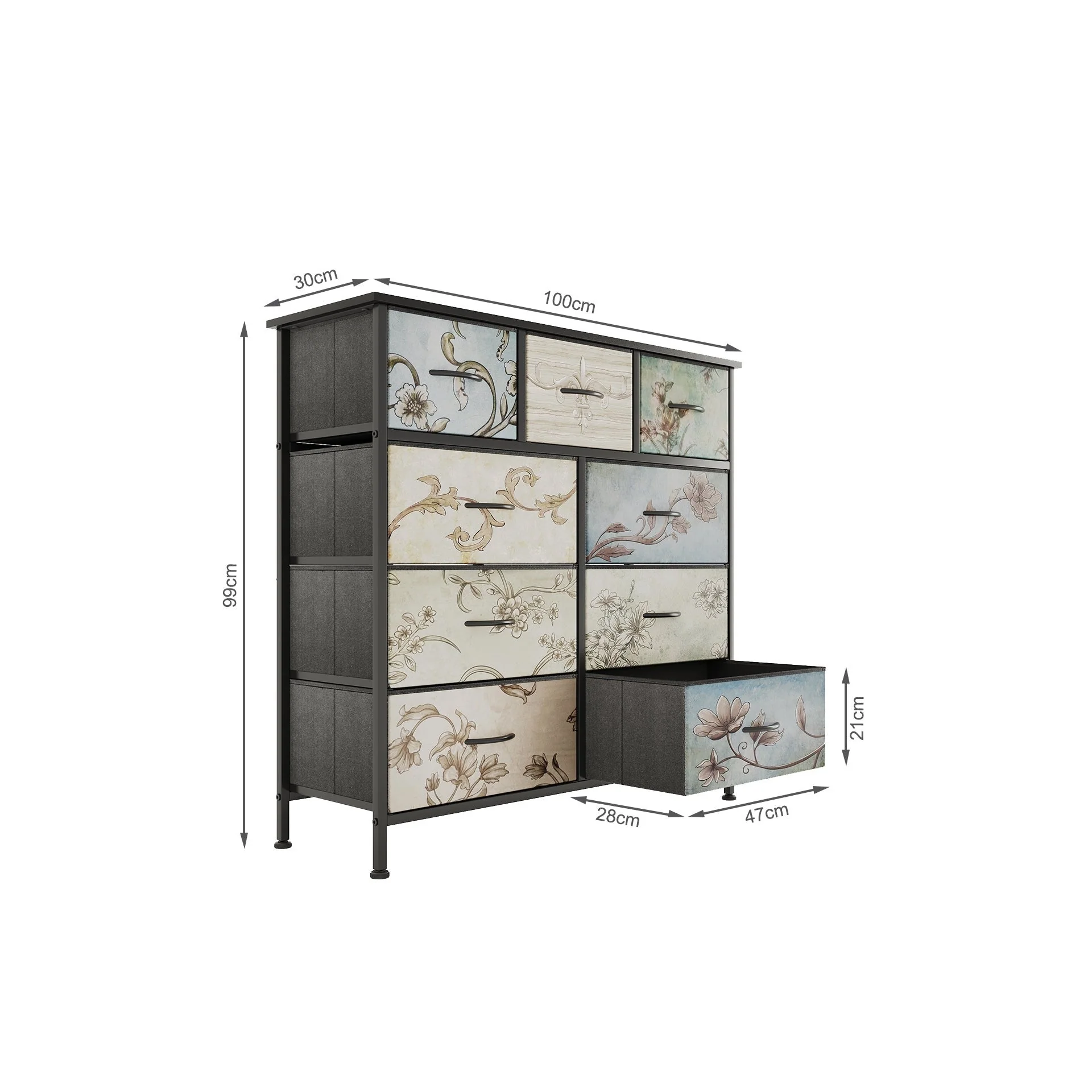 Madilyn 9 Drawers Lowboy - Black + Mix - Image 7