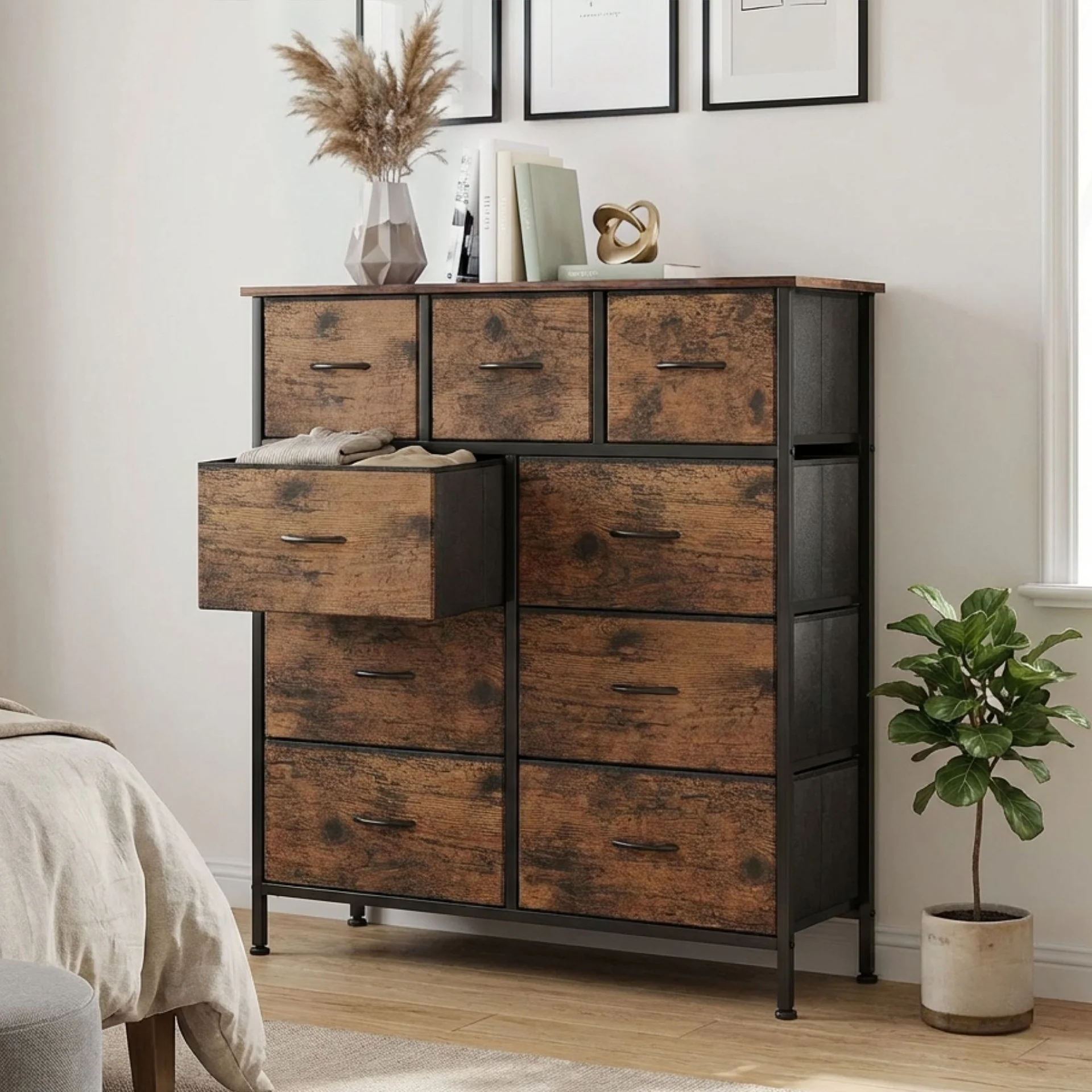 Madilyn 9 Drawers Tallboy - Rustic Brown - Image 2