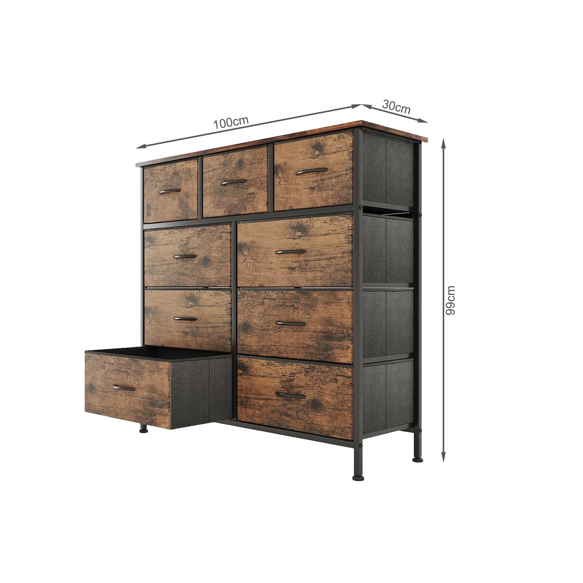 Madilyn 9 Drawers Tallboy - Rustic Brown - Image 9