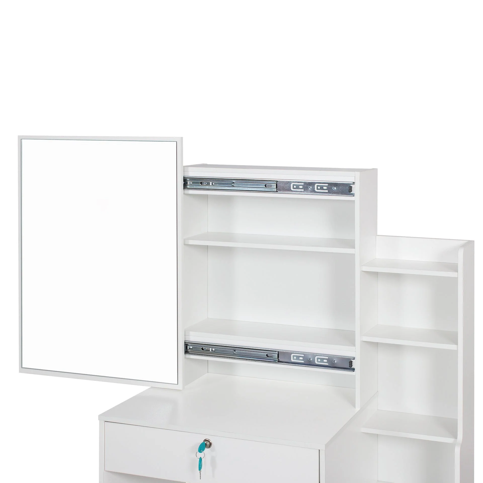 Magnolia Sliding Door Mirror Dressing Table Set 2pcs - White - Image 10