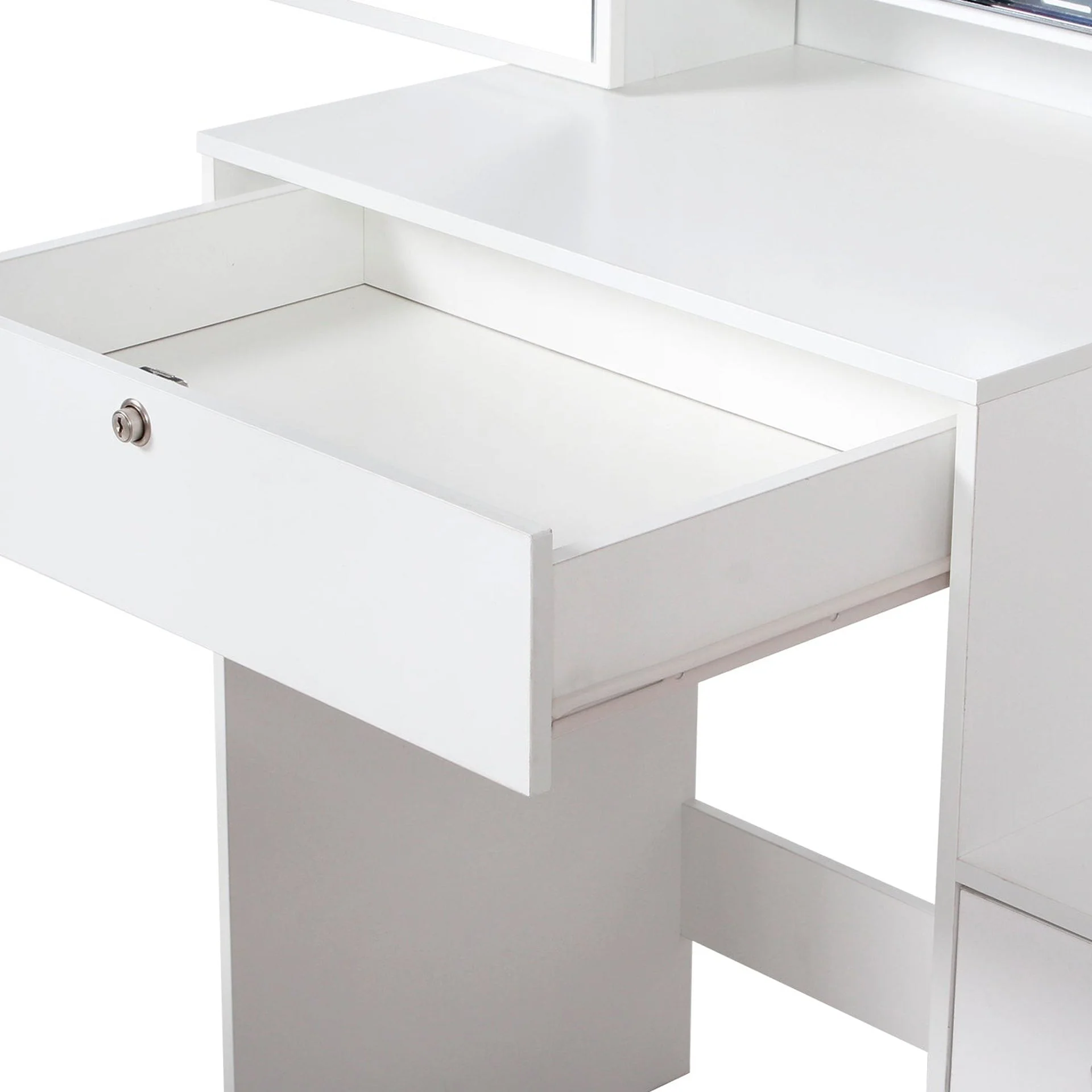 Magnolia Sliding Door Mirror Dressing Table Set 2pcs - White - Image 11
