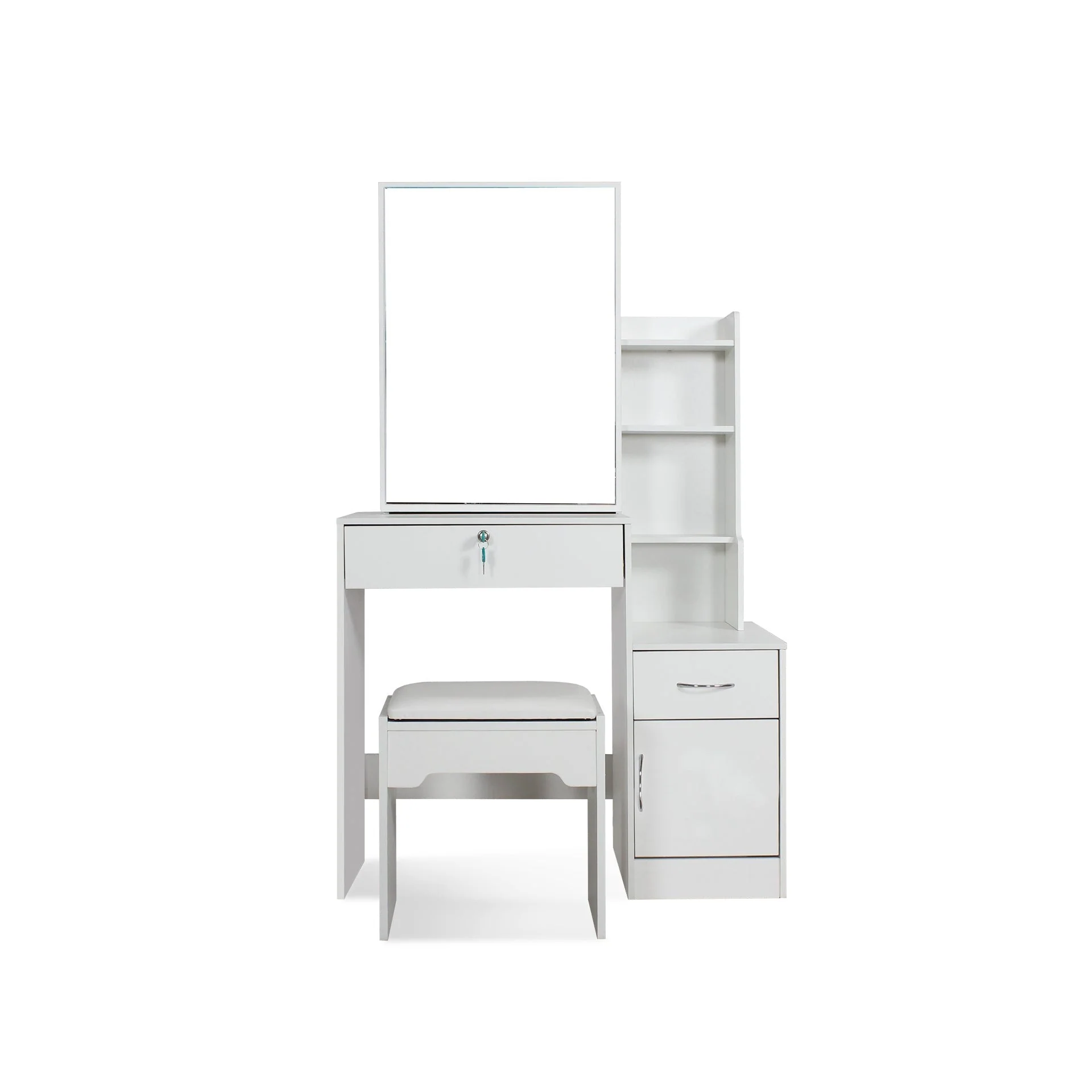 Magnolia Sliding Door Mirror Dressing Table Set 2pcs - White - Image 7