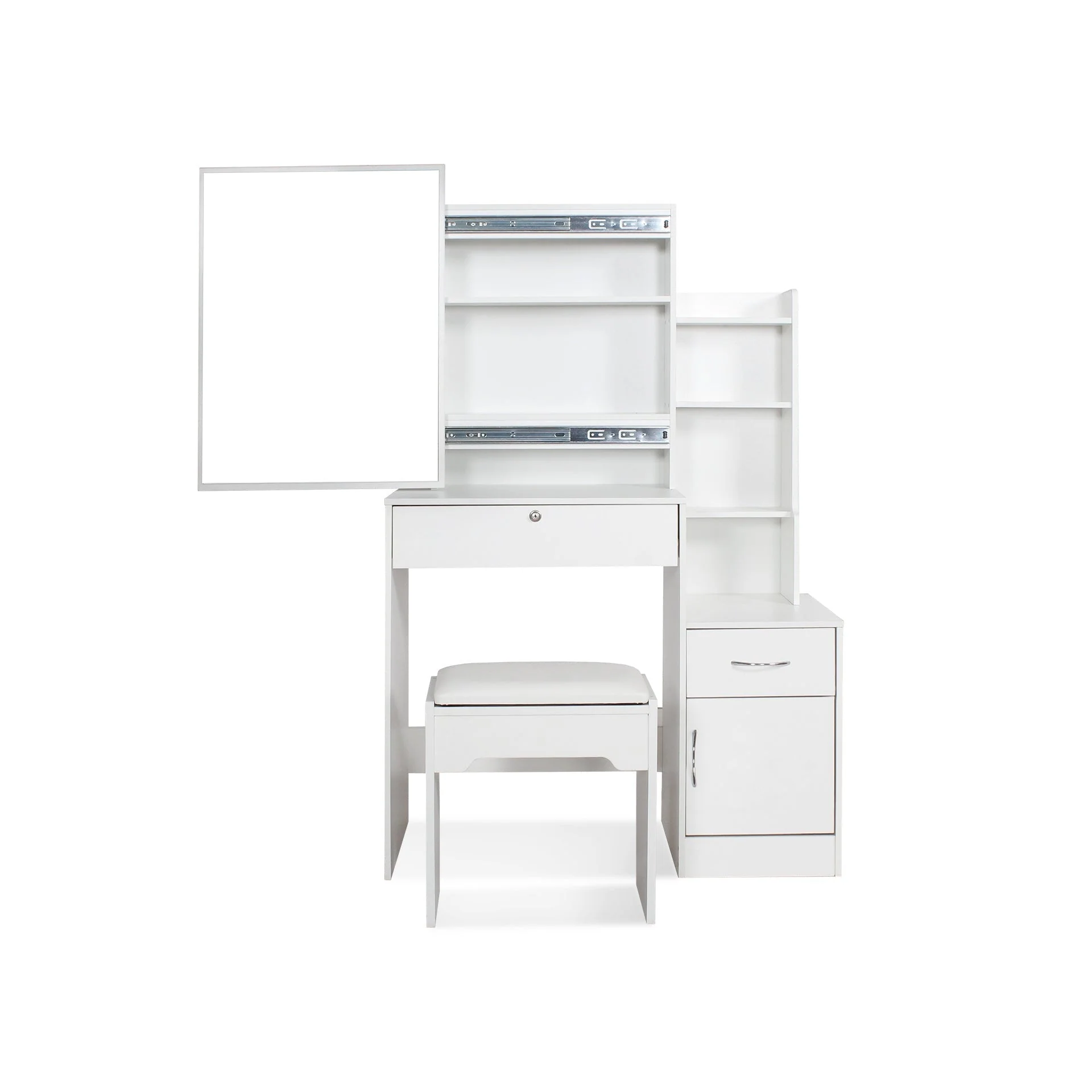 Magnolia Sliding Door Mirror Dressing Table Set 2pcs - White - Image 8