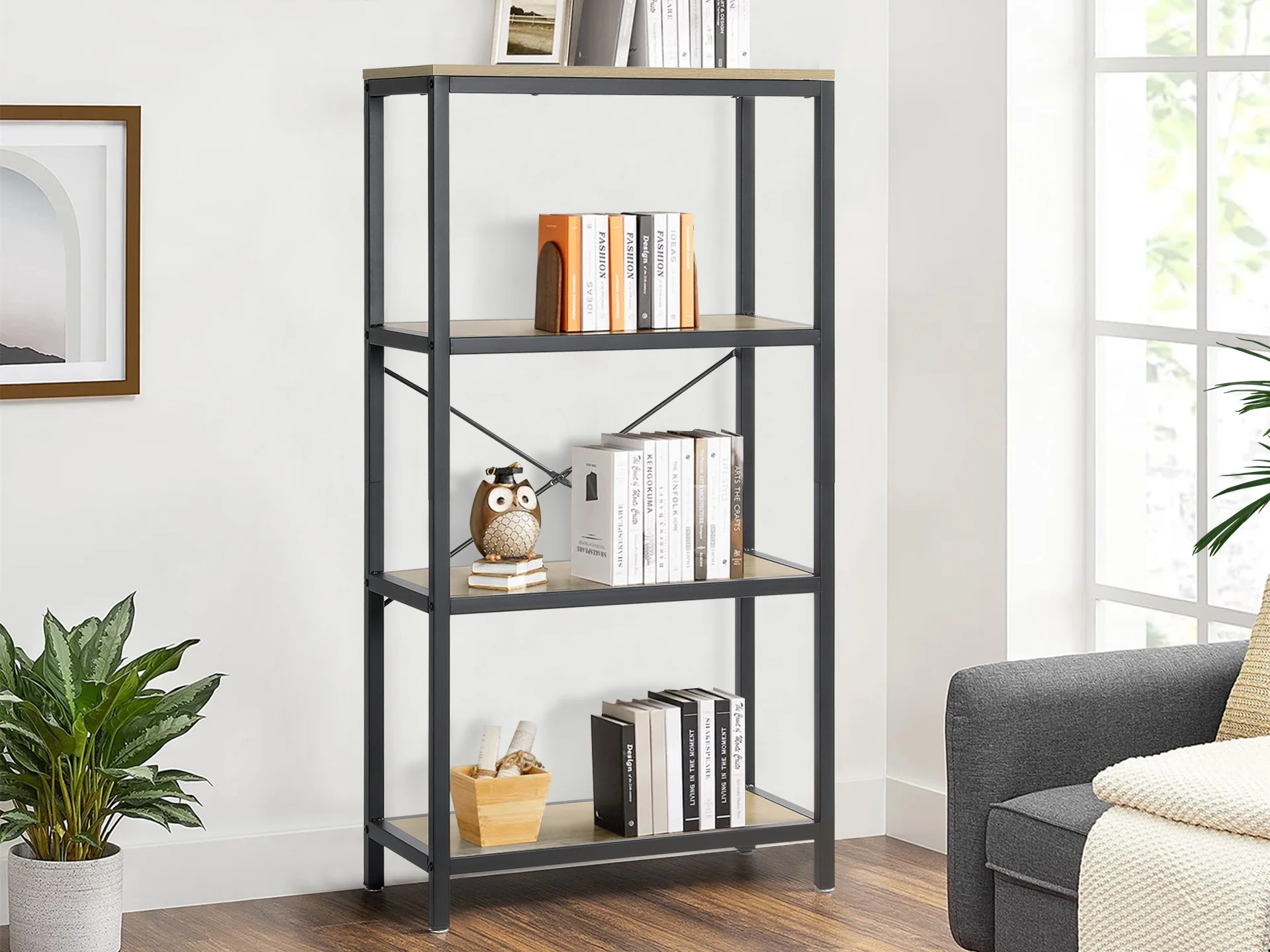 Mainit 4 Tier Bookshelf - Oak - Image 2
