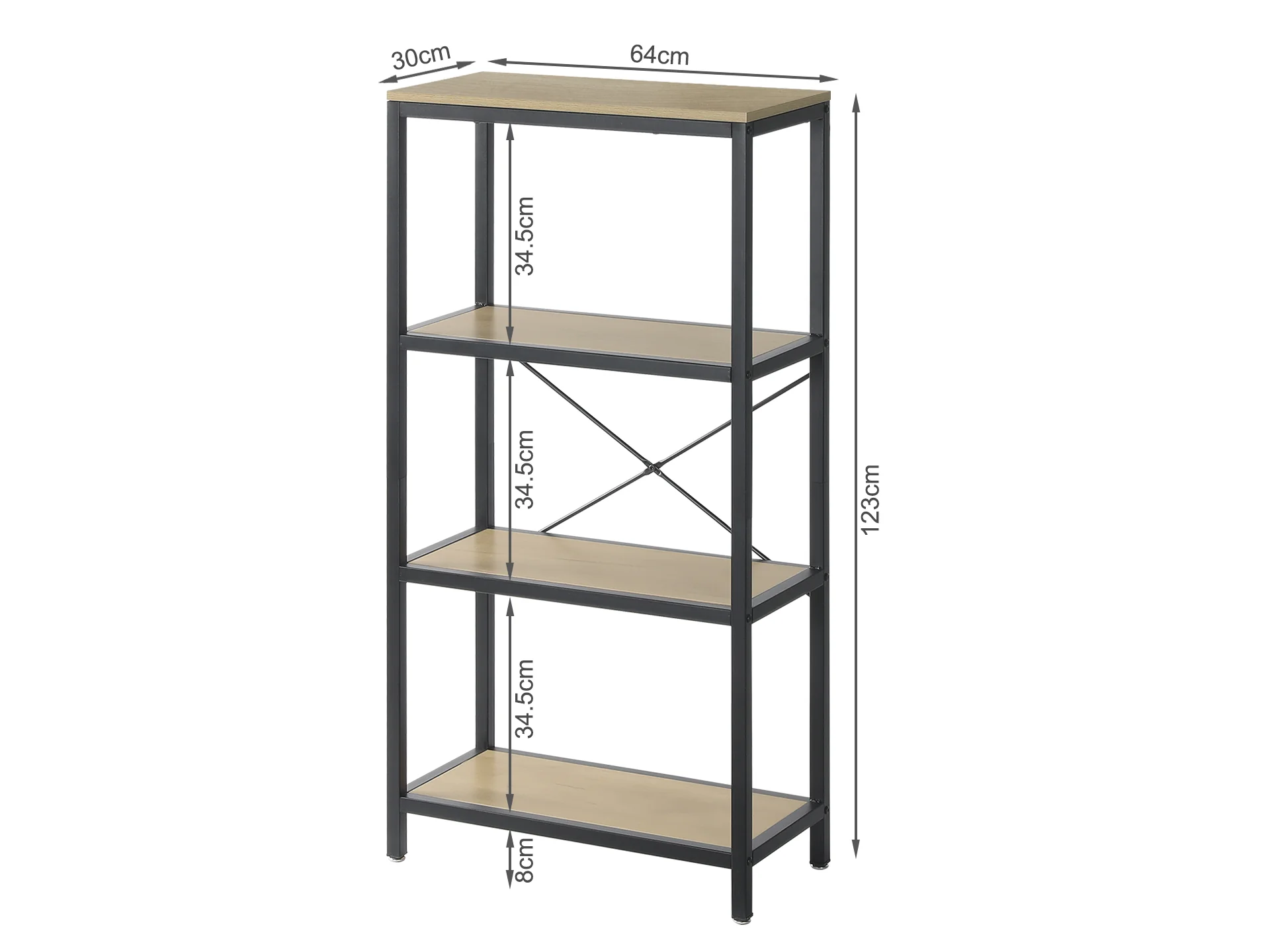 Mainit 4 Tier Bookshelf - Oak - Image 7