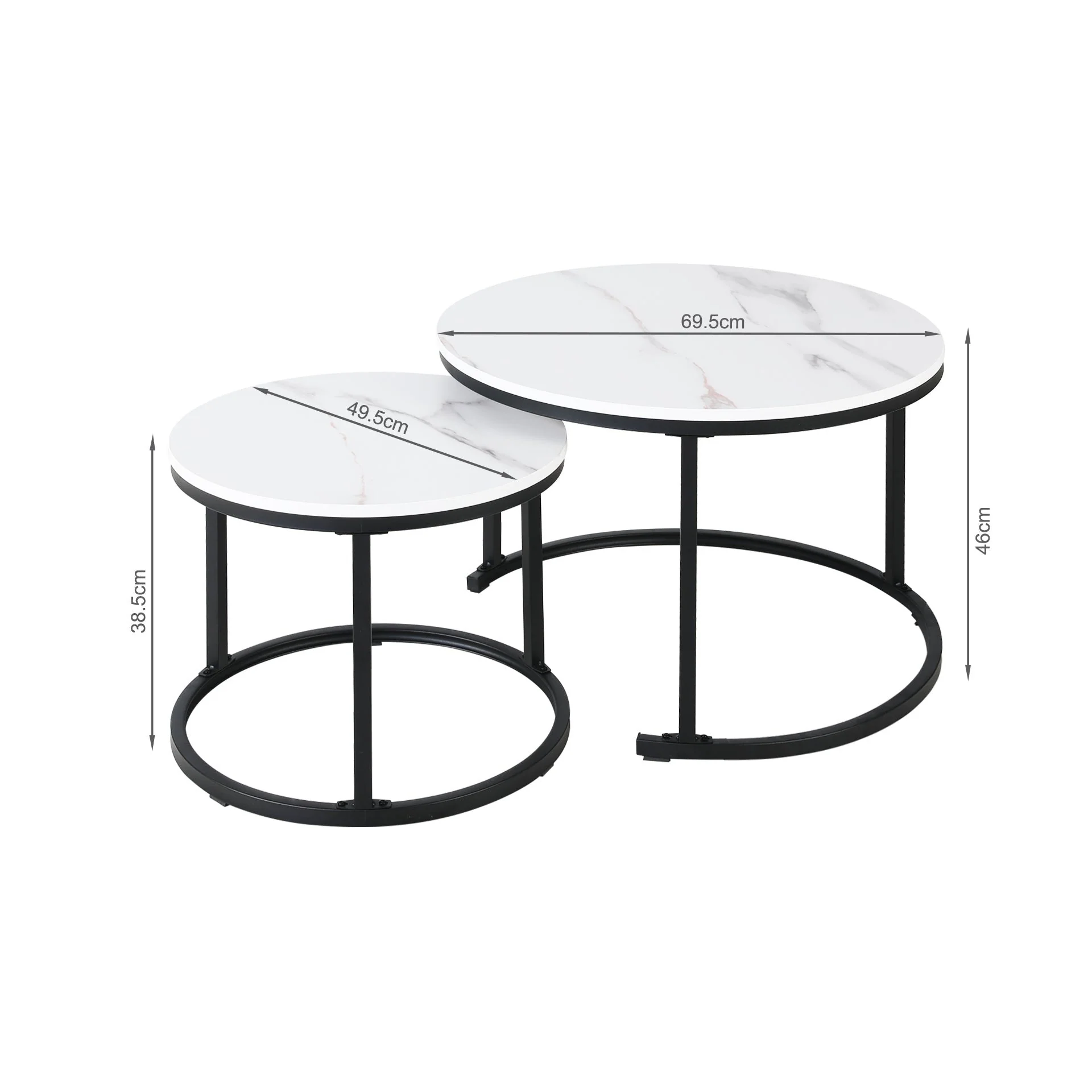 Mainit Nesting Coffee Table - Set of 2 - White + Black - Image 8