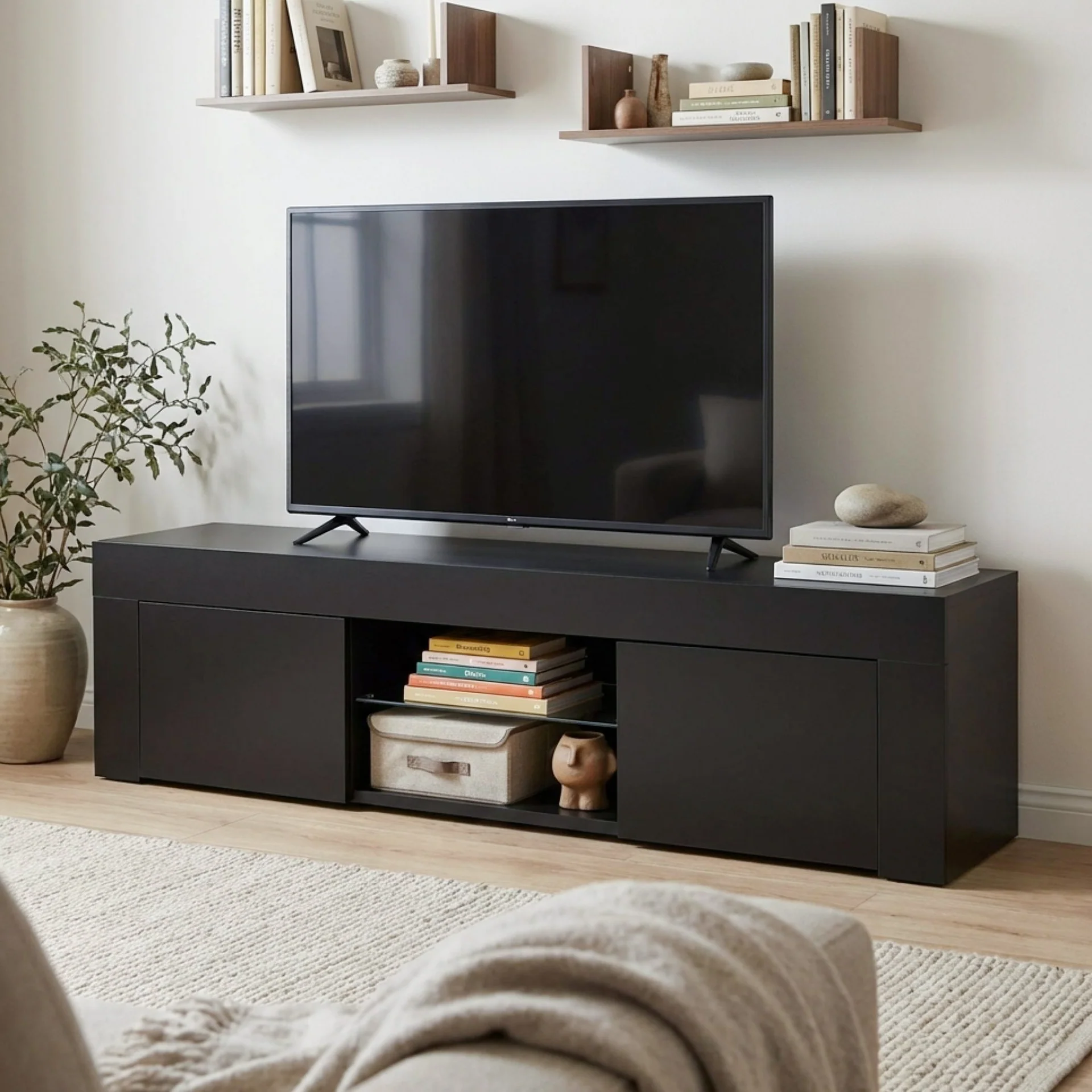 Maize 1.3m LED Entertainment Unit - Black - Image 5