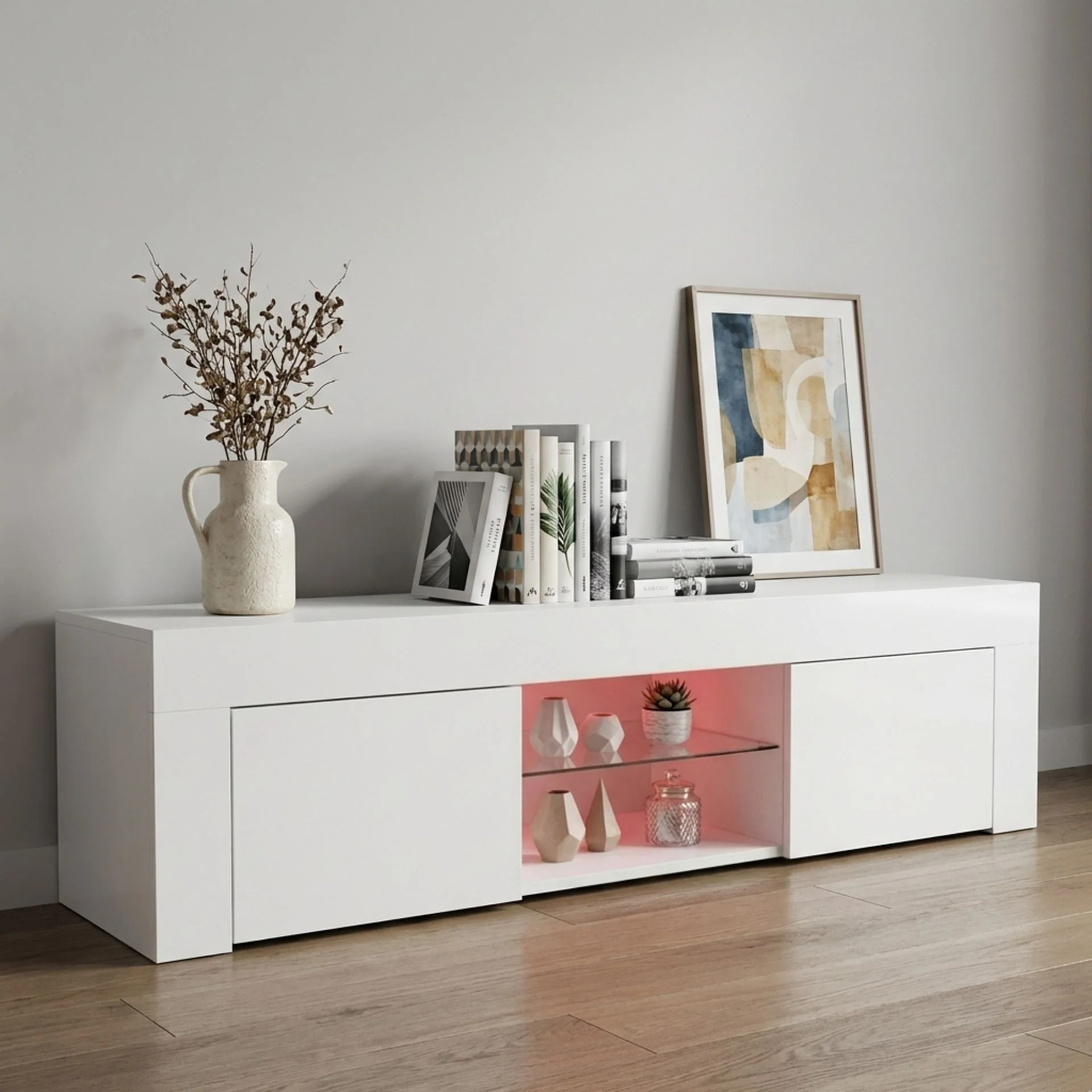 Maize 1.3m LED Entertainment Unit - White - Image 4