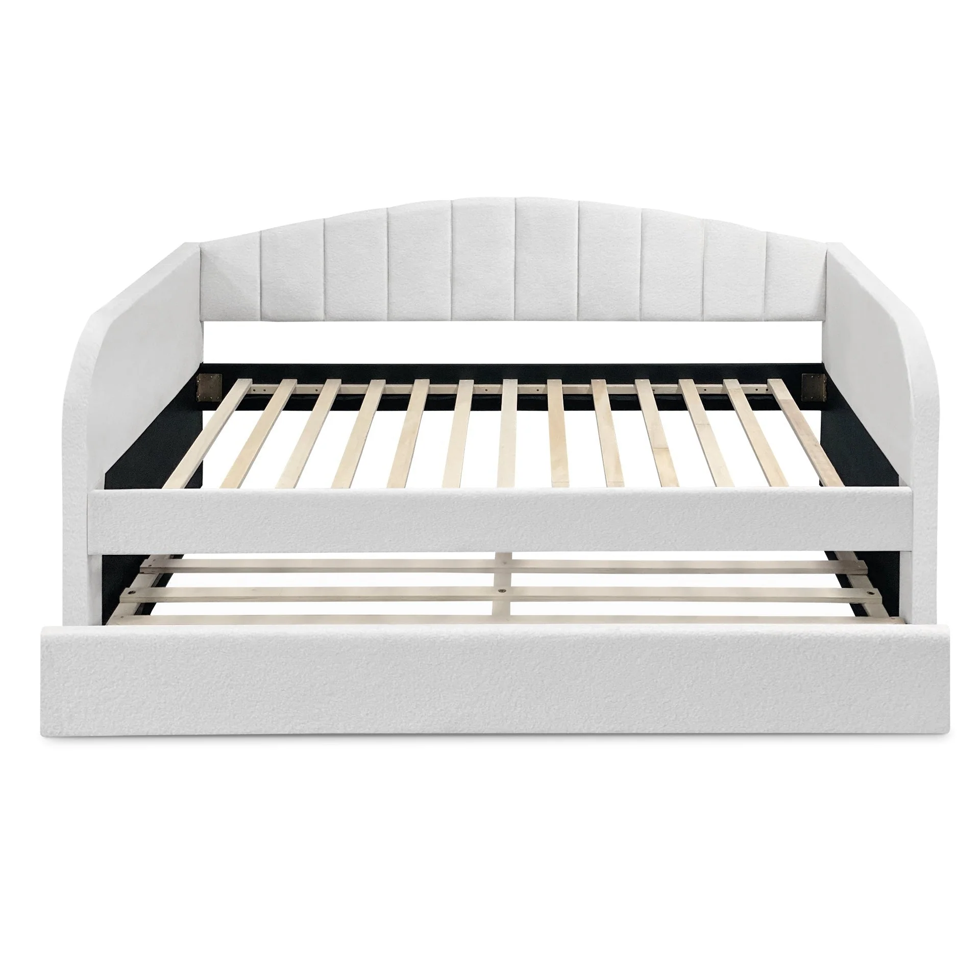 Majura Boucle Single Trundle Bed Frame - Cream - Image 11