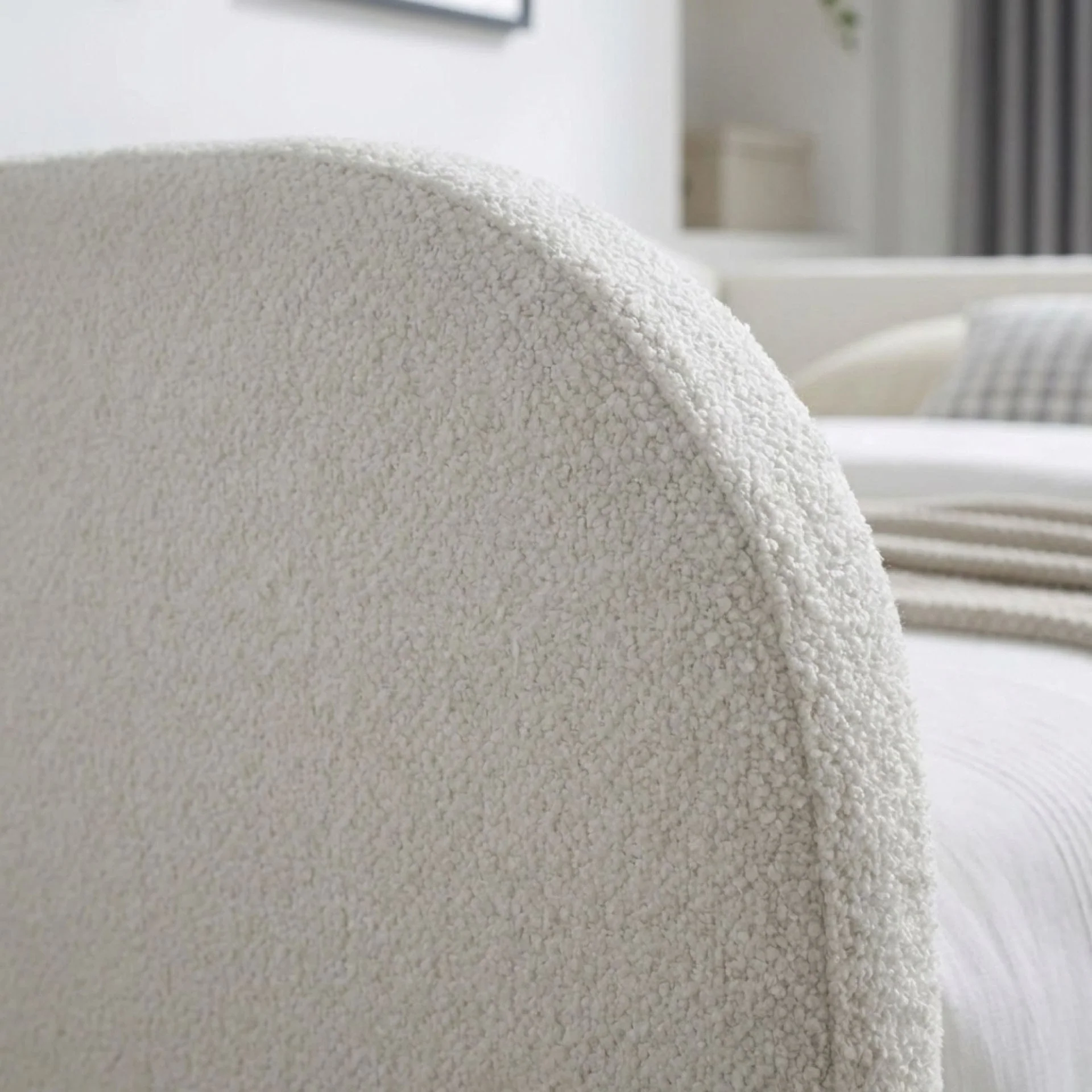 Majura Boucle Single Trundle Bed Frame - Cream - Image 8