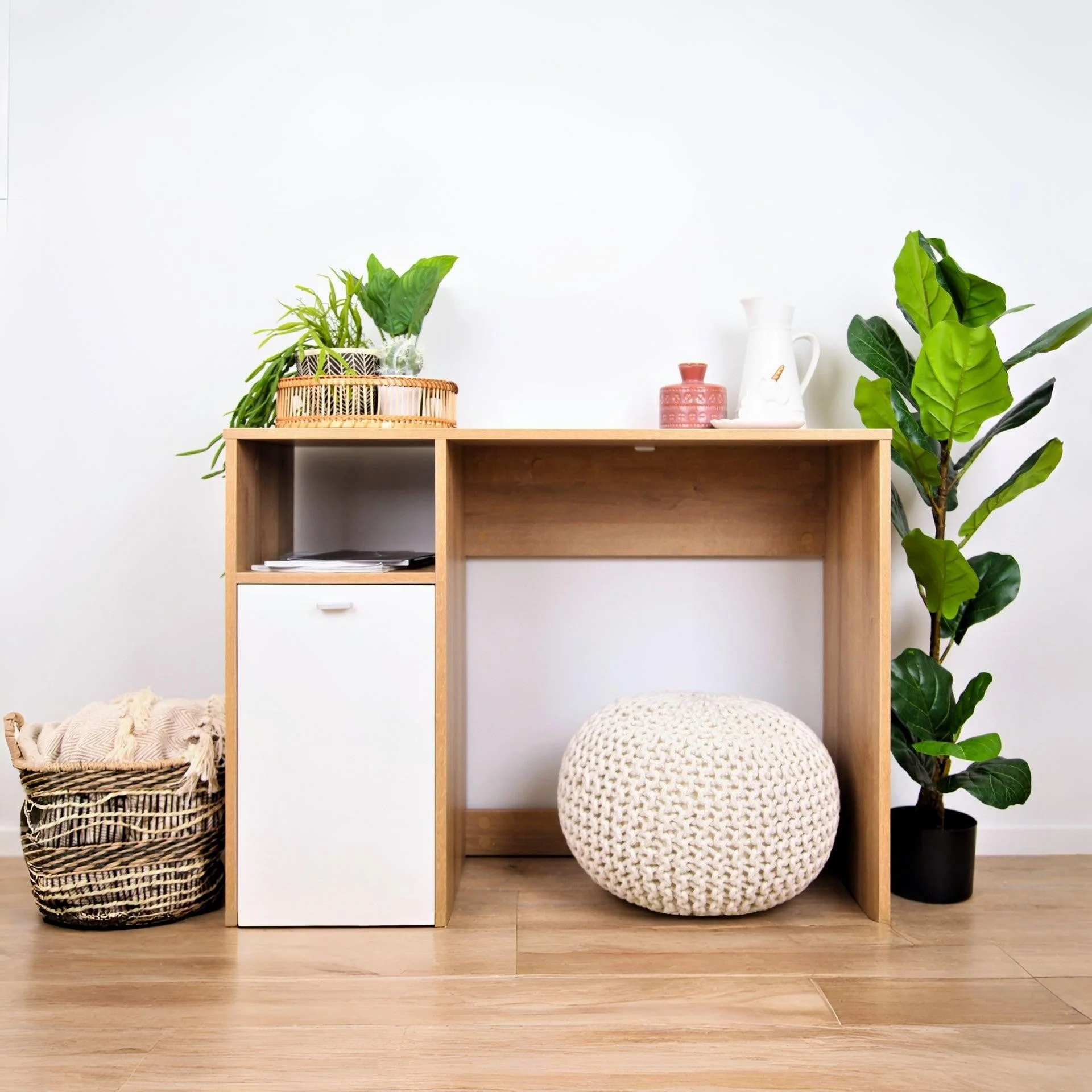 Makalu 100cm Computer Desk - Oak - Image 10