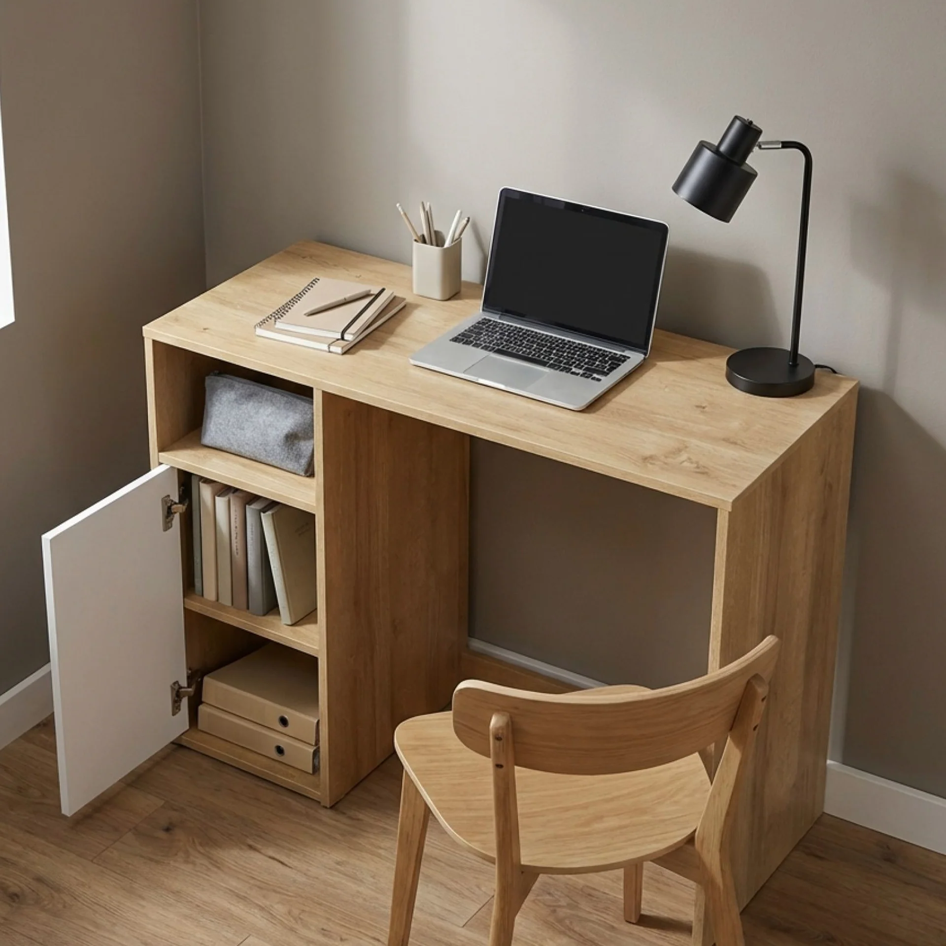 Makalu 100cm Computer Desk - Oak - Image 2