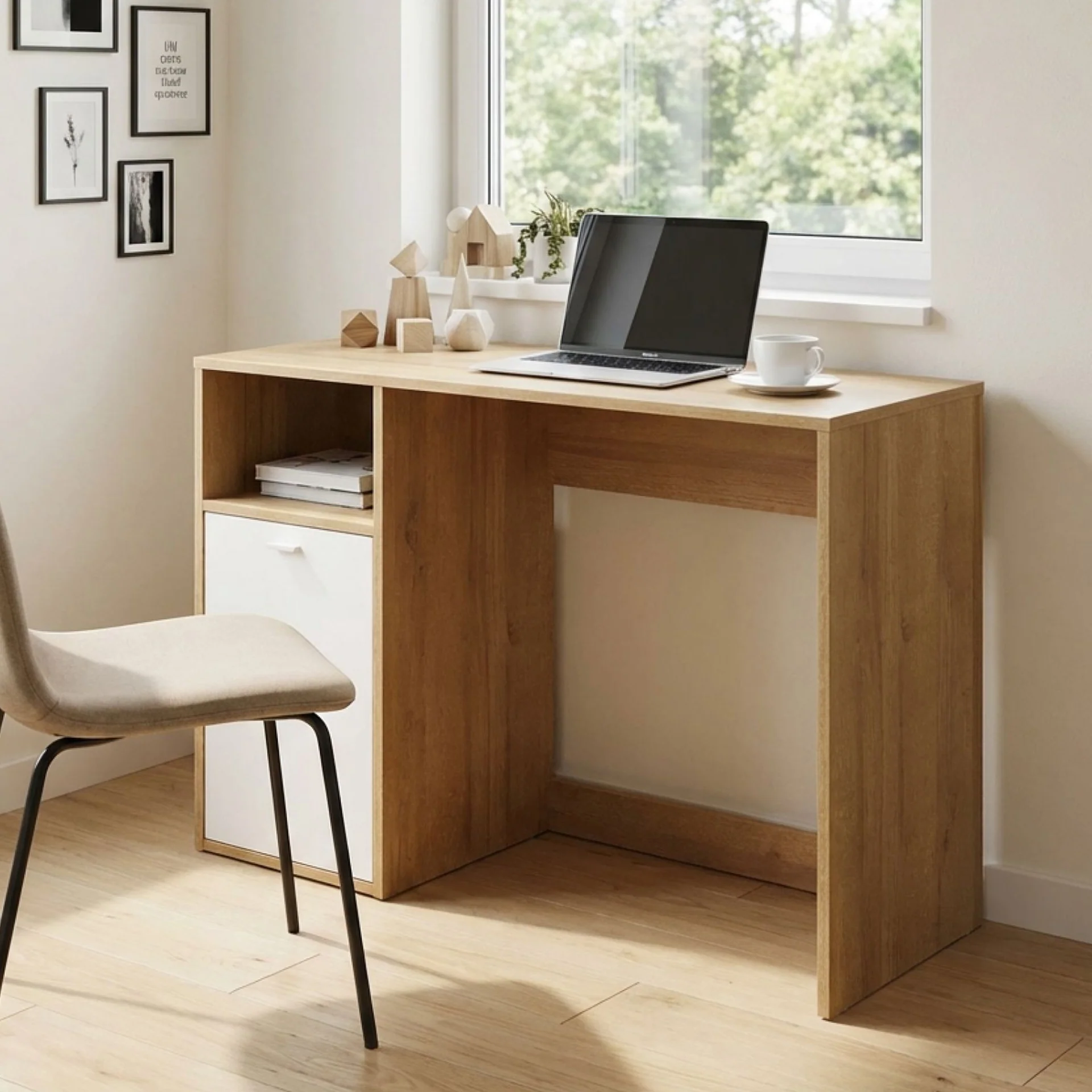 Makalu 100cm Computer Desk - Oak - Image 3