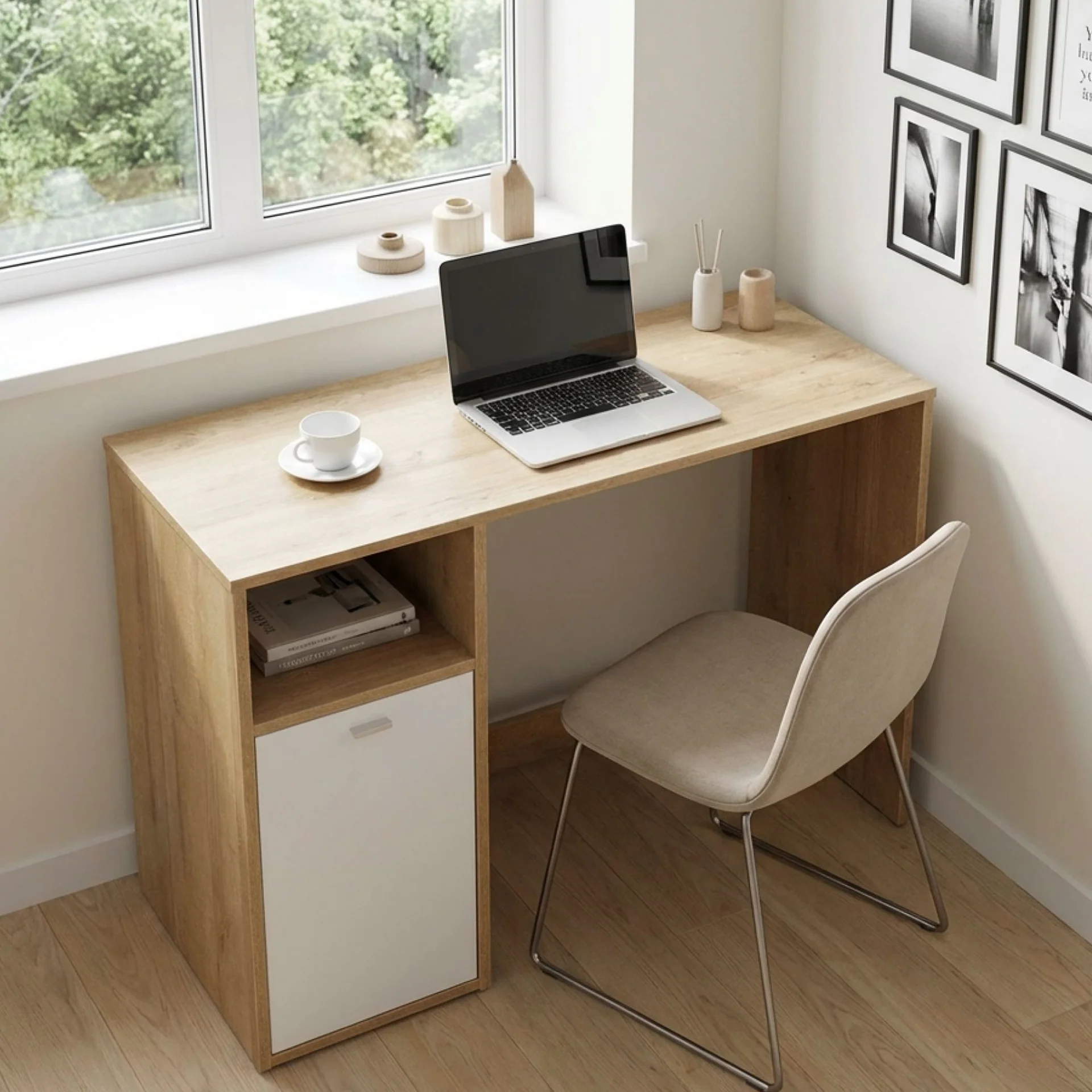 Makalu 100cm Computer Desk - Oak - Image 4