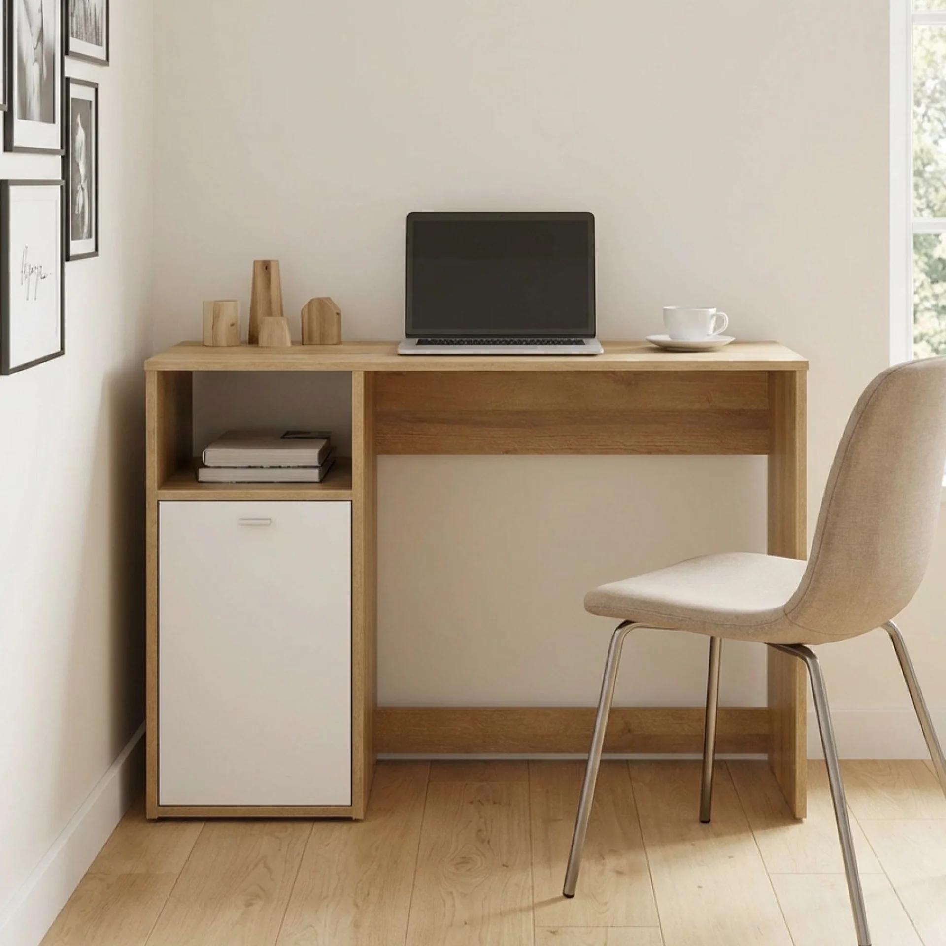 Makalu 100cm Computer Desk - Oak - Image 5