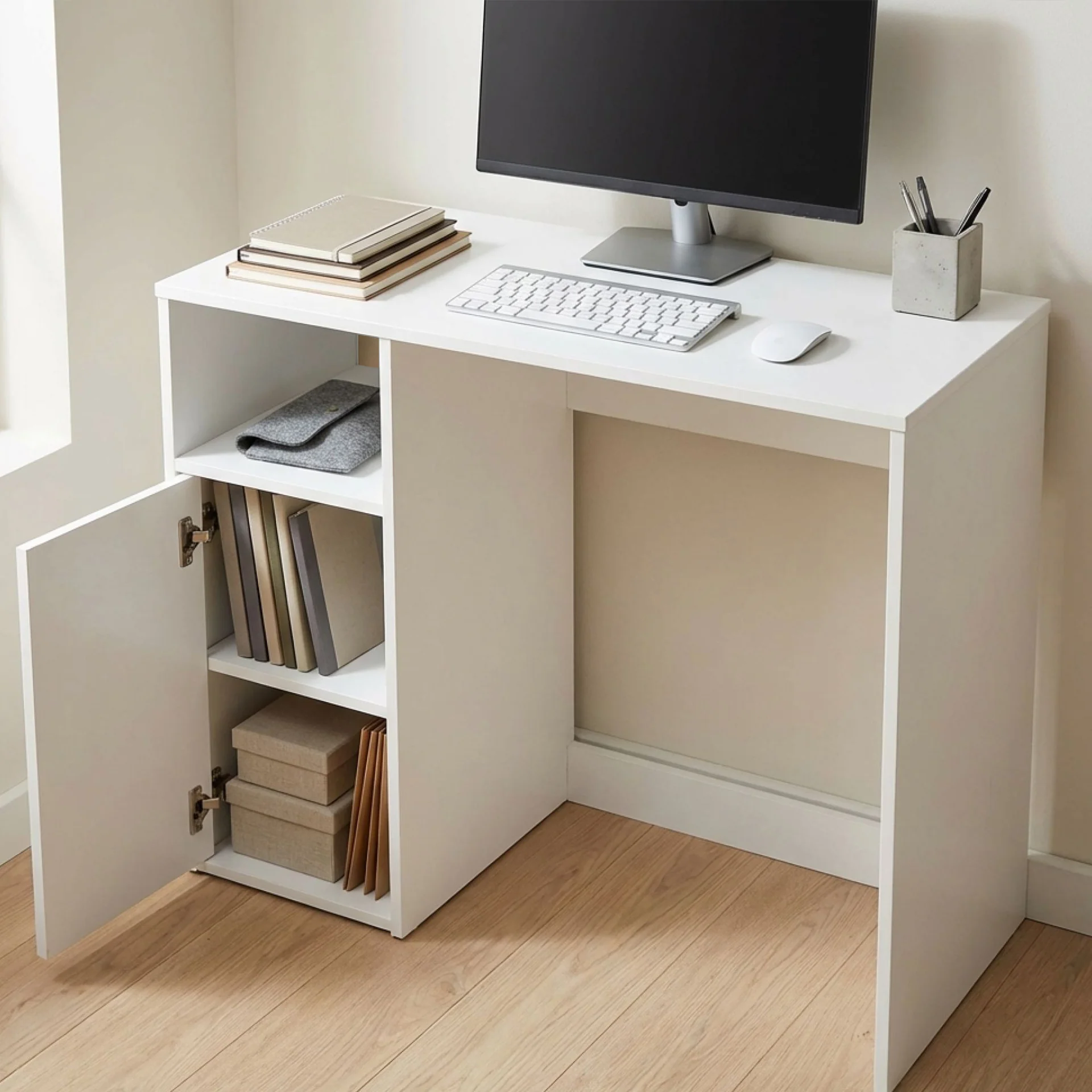 Makalu 100cm Computer Desk - White - Image 2