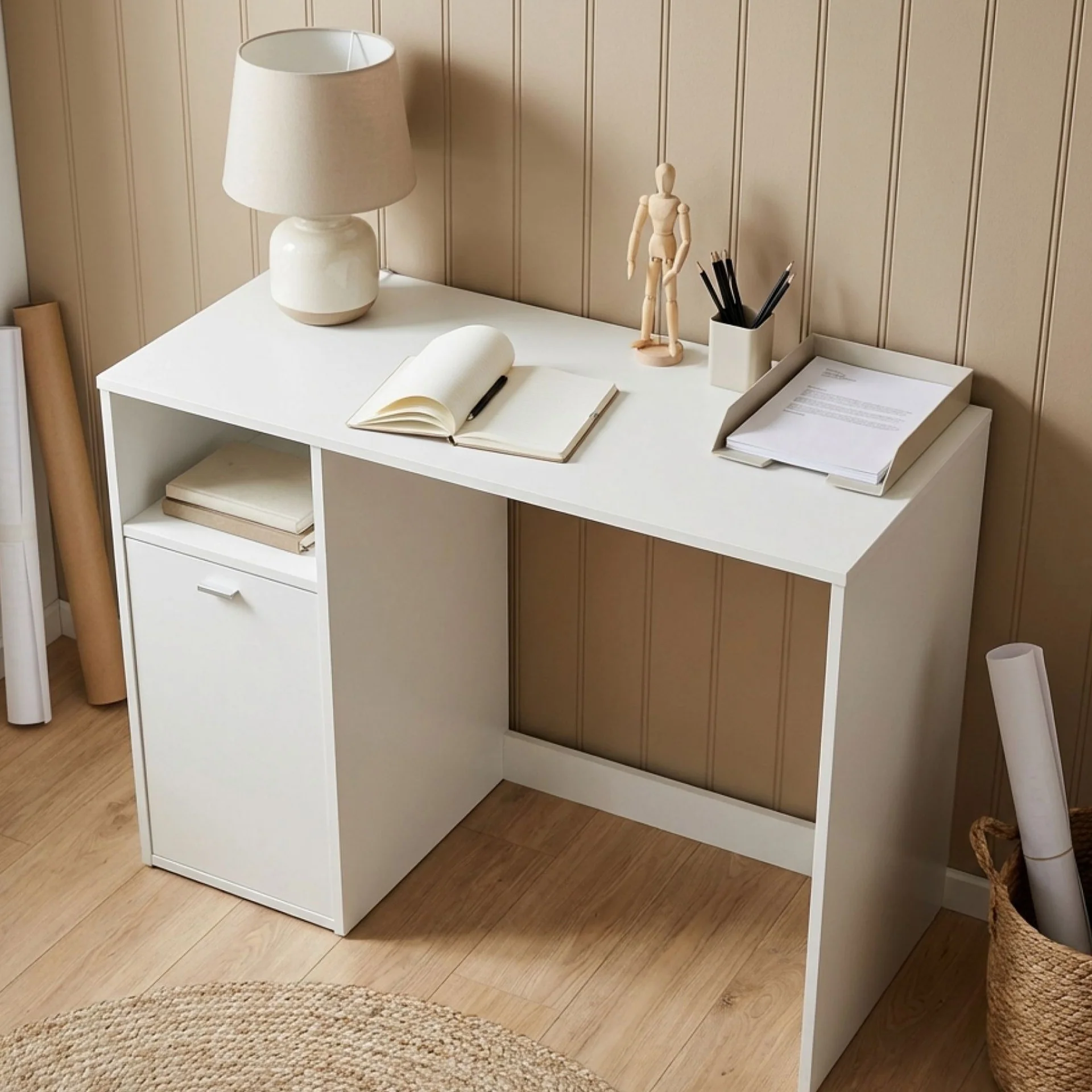 Makalu 100cm Computer Desk - White - Image 3
