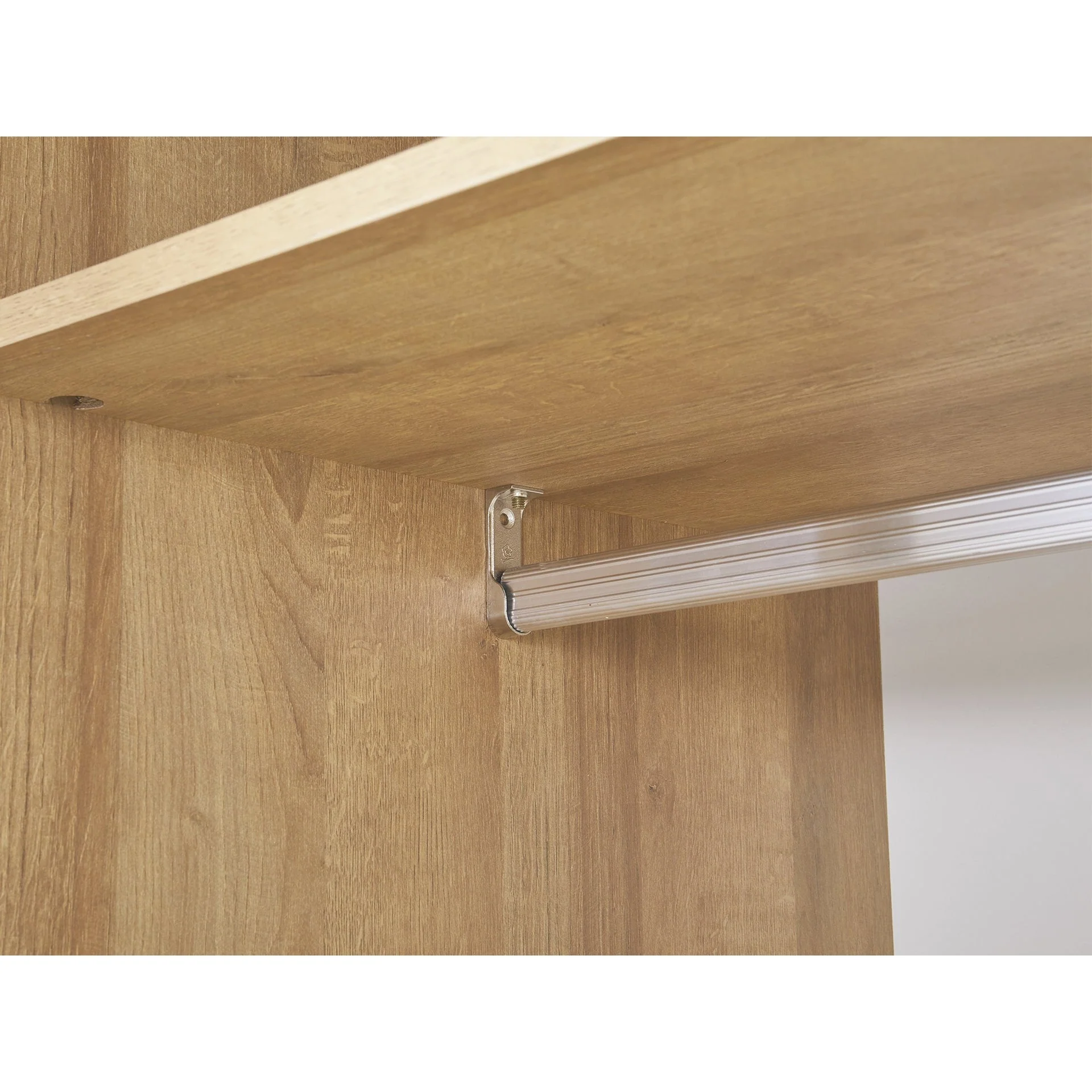 Makalu Wardrobe 3 Door Storage Shelves - Oak - Image 11