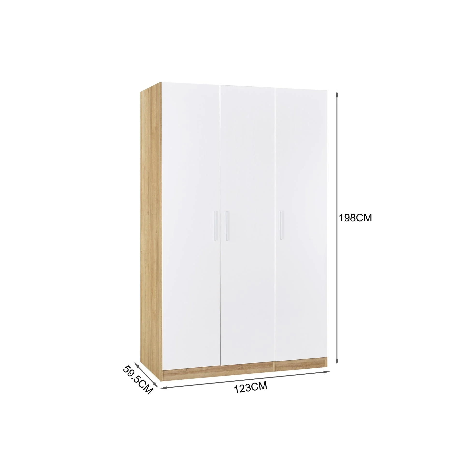 Makalu Wardrobe 3 Door Storage Shelves - Oak - Image 14