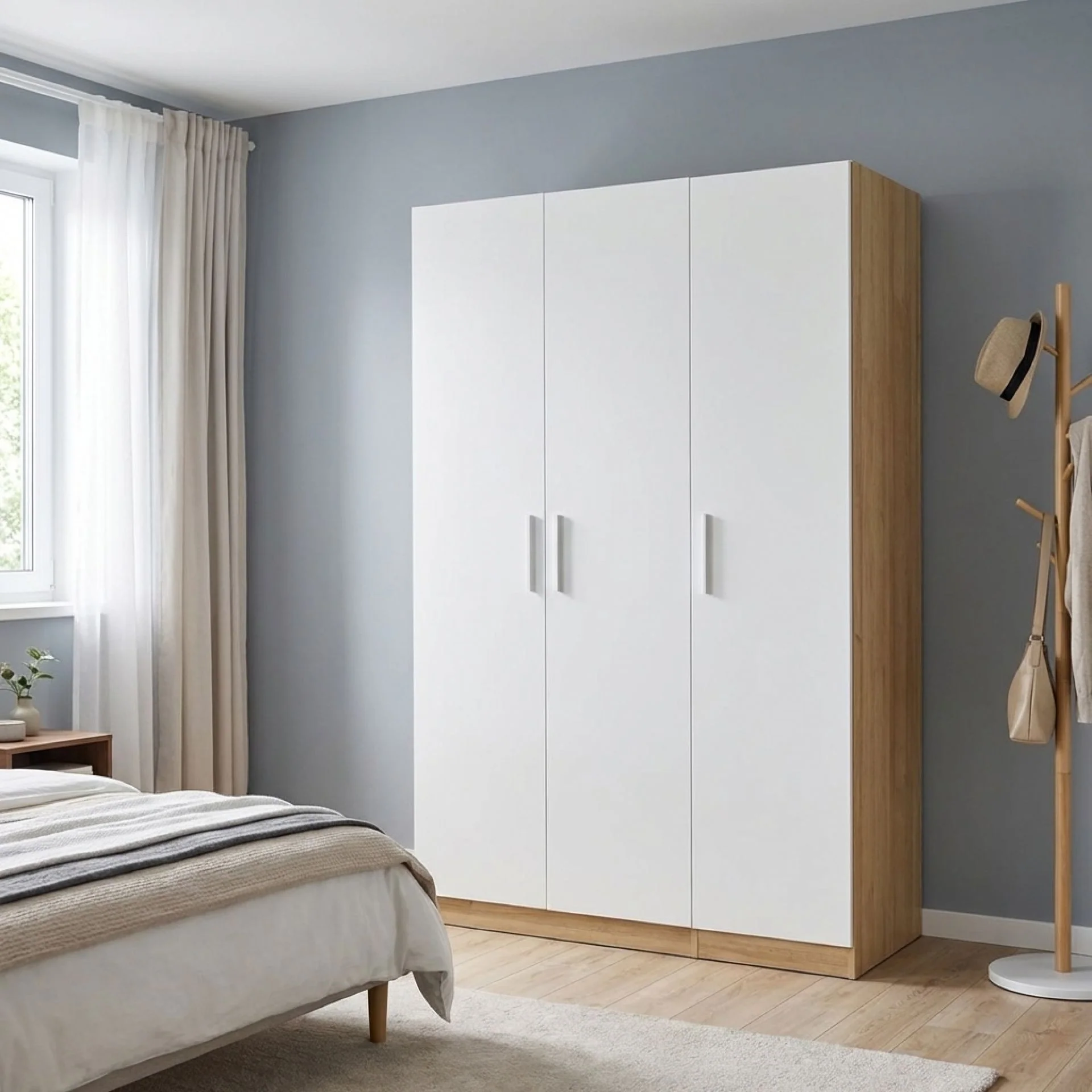 Makalu Wardrobe 3 Door Storage Shelves - Oak - Image 3