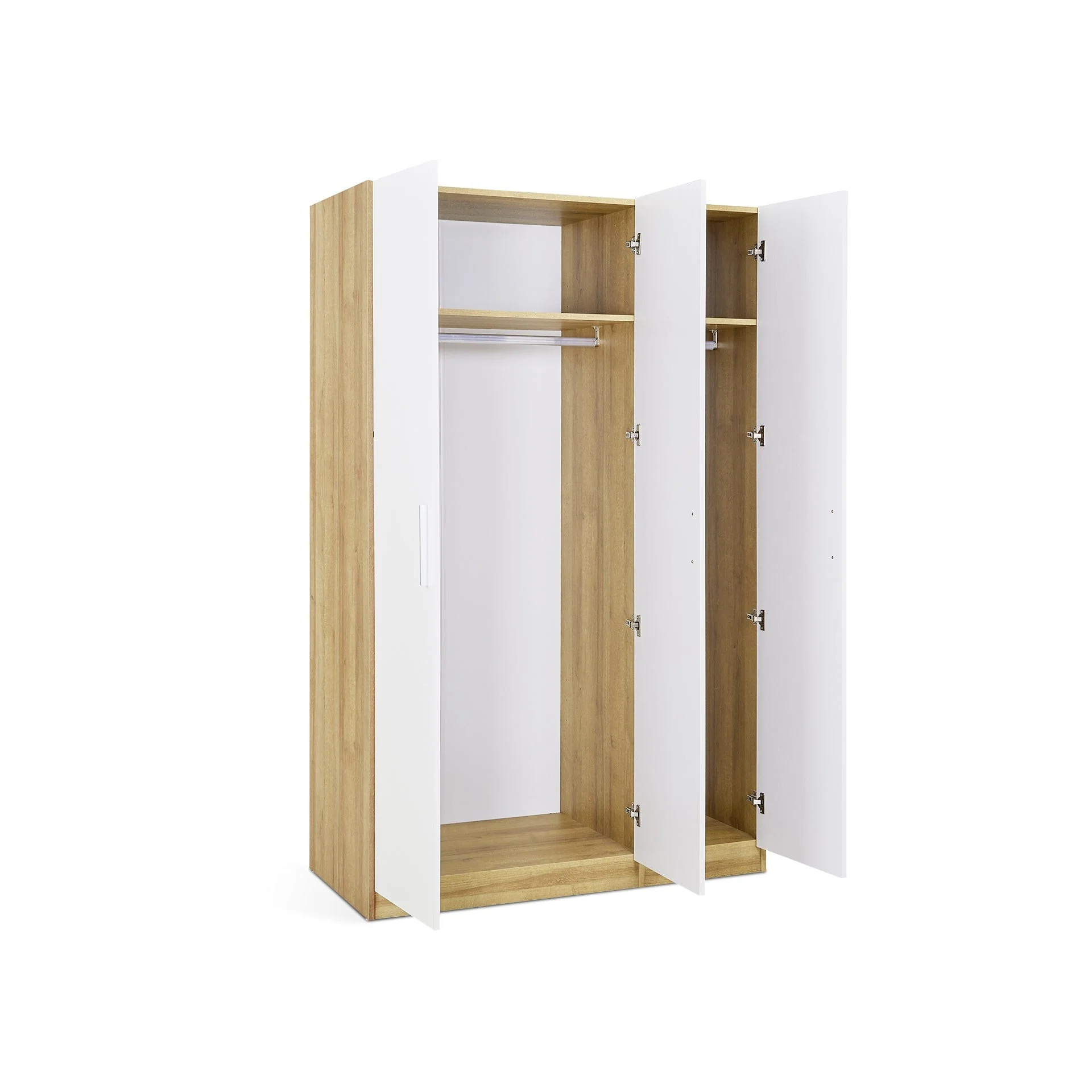 Makalu Wardrobe 3 Door Storage Shelves - Oak - Image 9