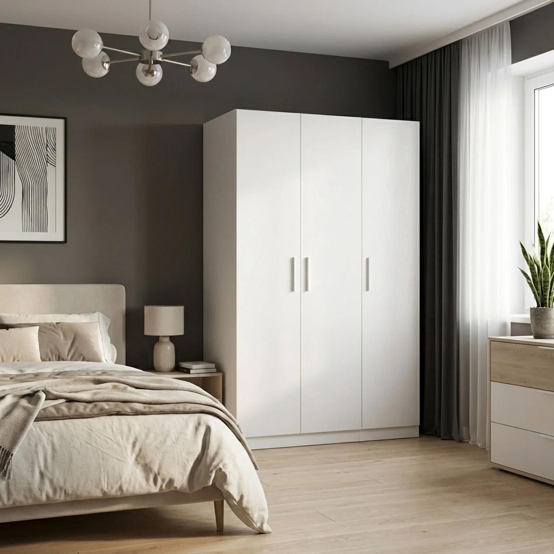 Makalu Wardrobe 3 Door Storage Shelves - White - Image 3