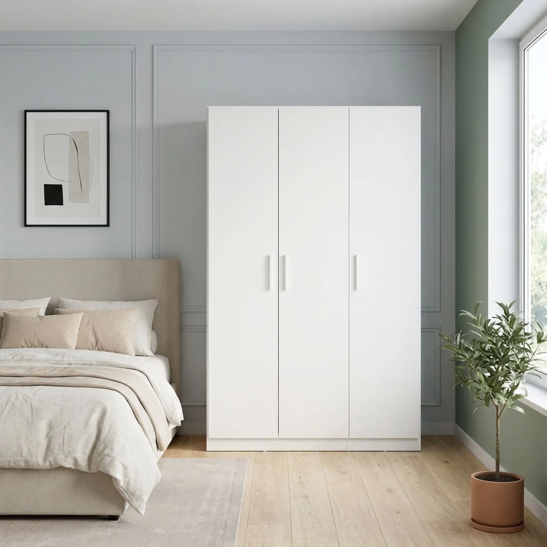 Makalu Wardrobe 3 Door Storage Shelves - White - Image 4
