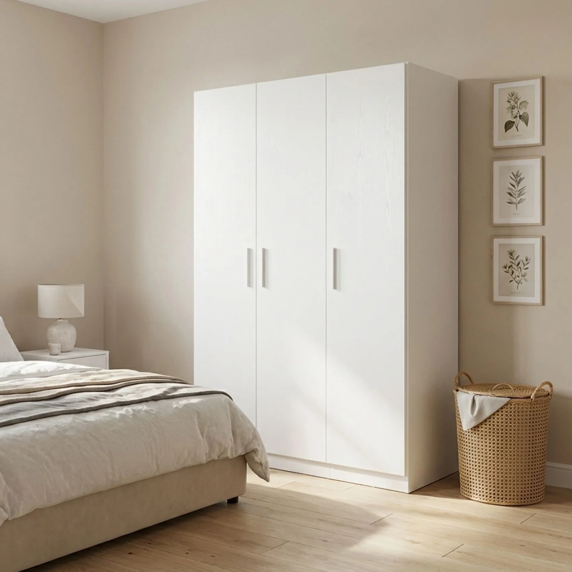 Makalu Wardrobe 3 Door Storage Shelves - White - Image 5
