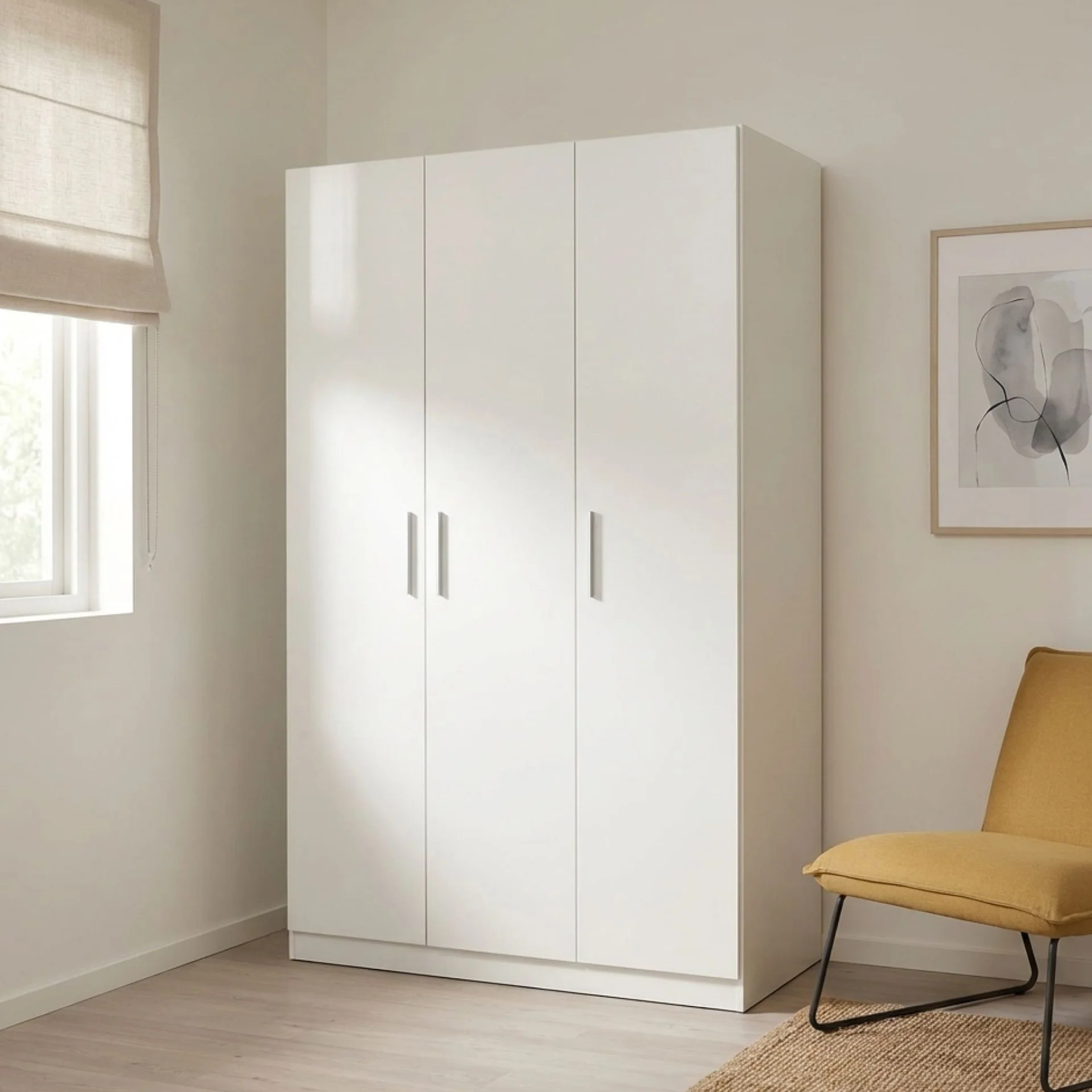 Makalu Wardrobe 3 Door Storage Shelves - White - Image 6
