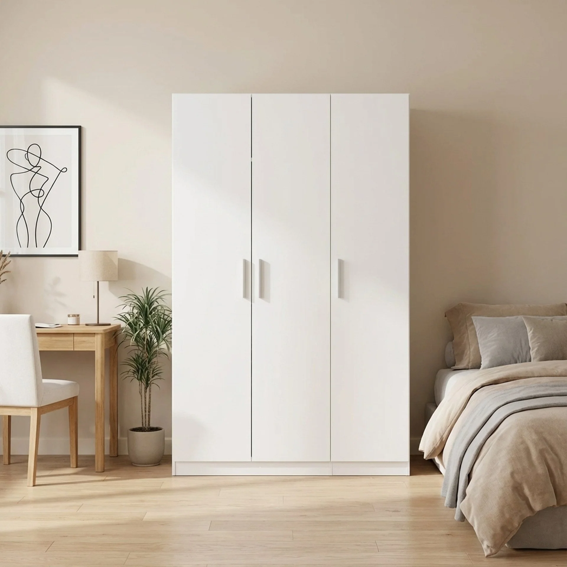 Makalu Wardrobe 3 Door Storage Shelves - White - Image 7