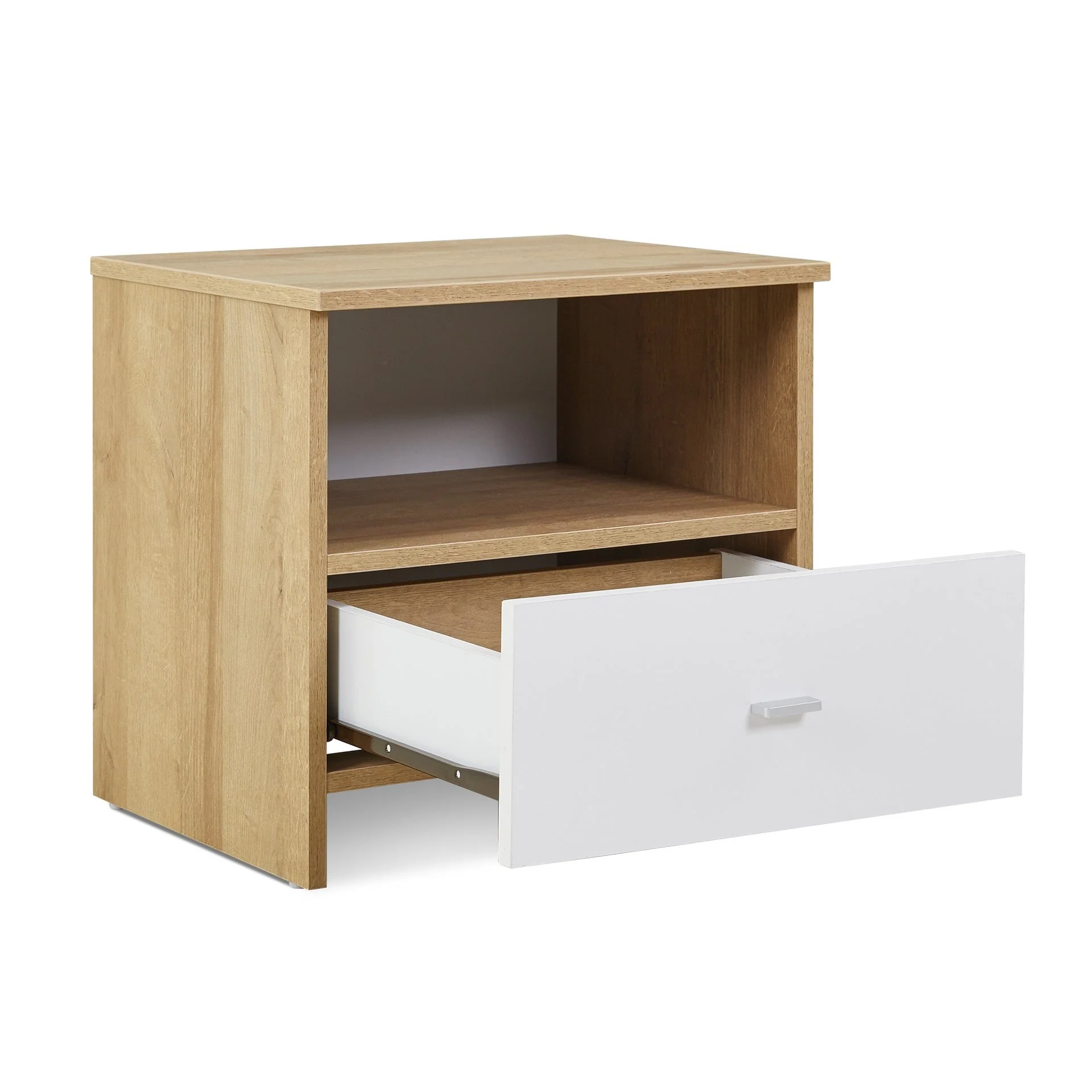 Makalu Wooden Bedside Table Nightstand - Oak - Image 10