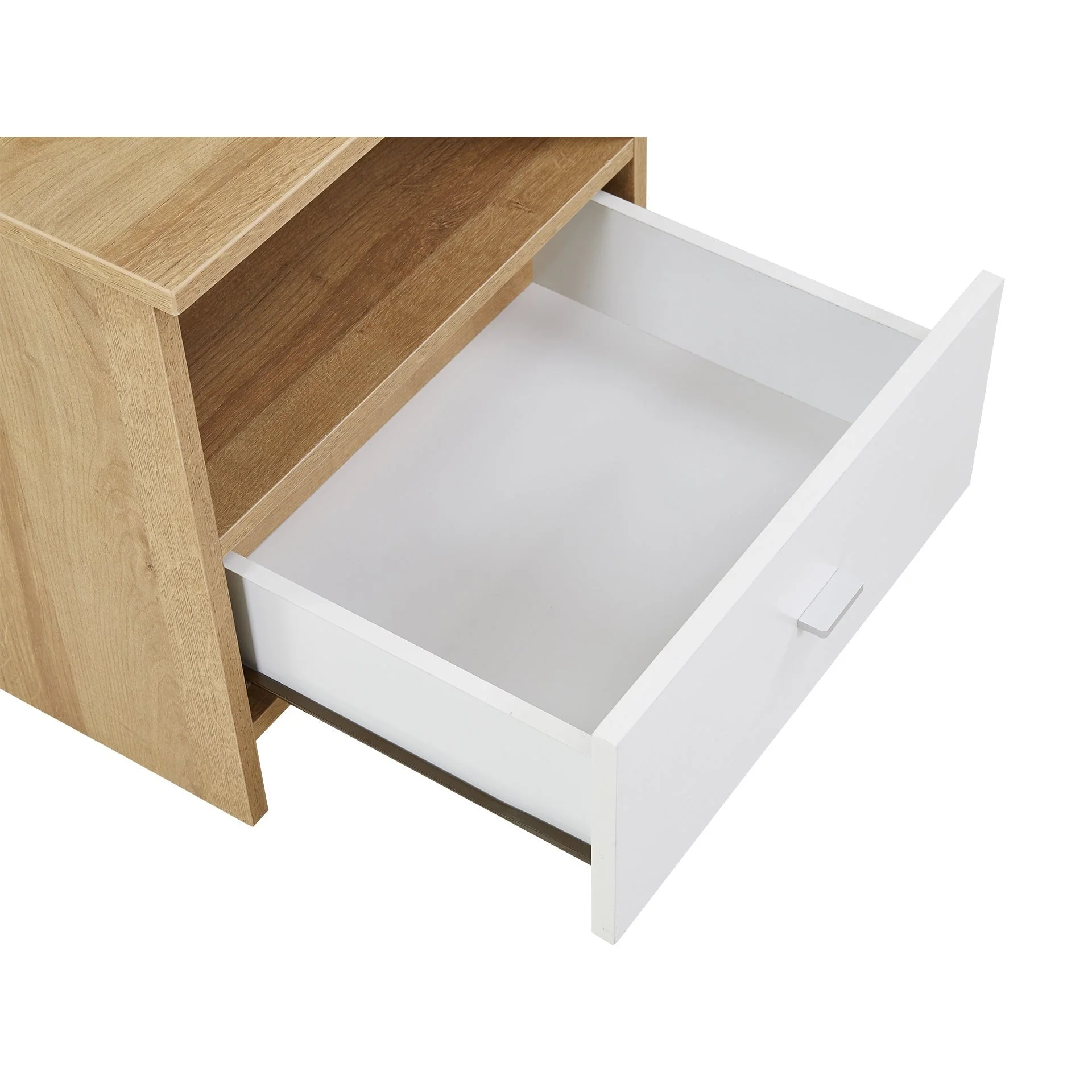 Makalu Wooden Bedside Table Nightstand - Oak - Image 13