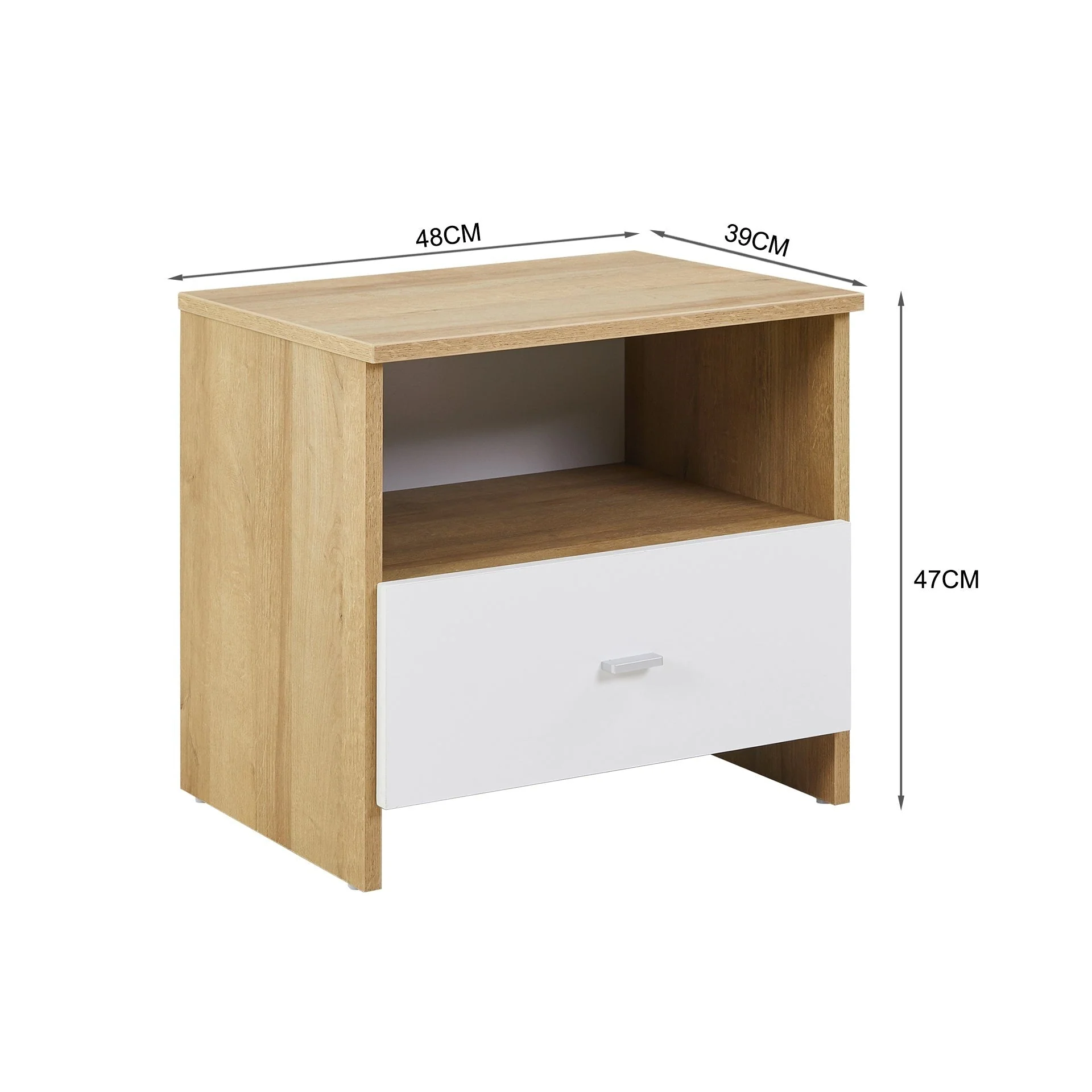 Makalu Wooden Bedside Table Nightstand - Oak - Image 16