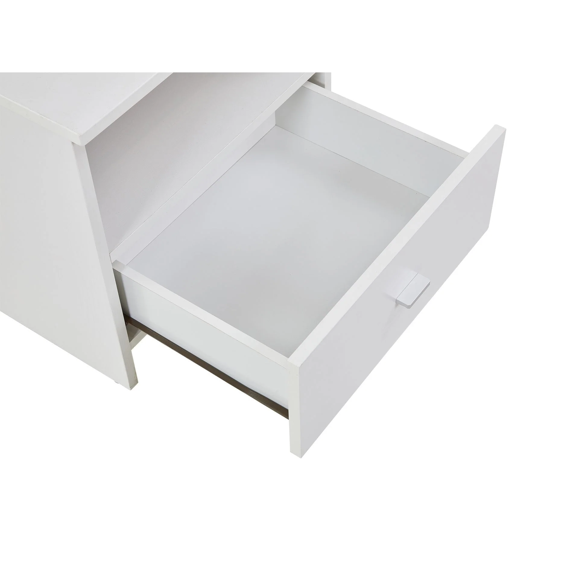 Makalu Wooden Bedside Table with 1 Drawer - White - Image 11