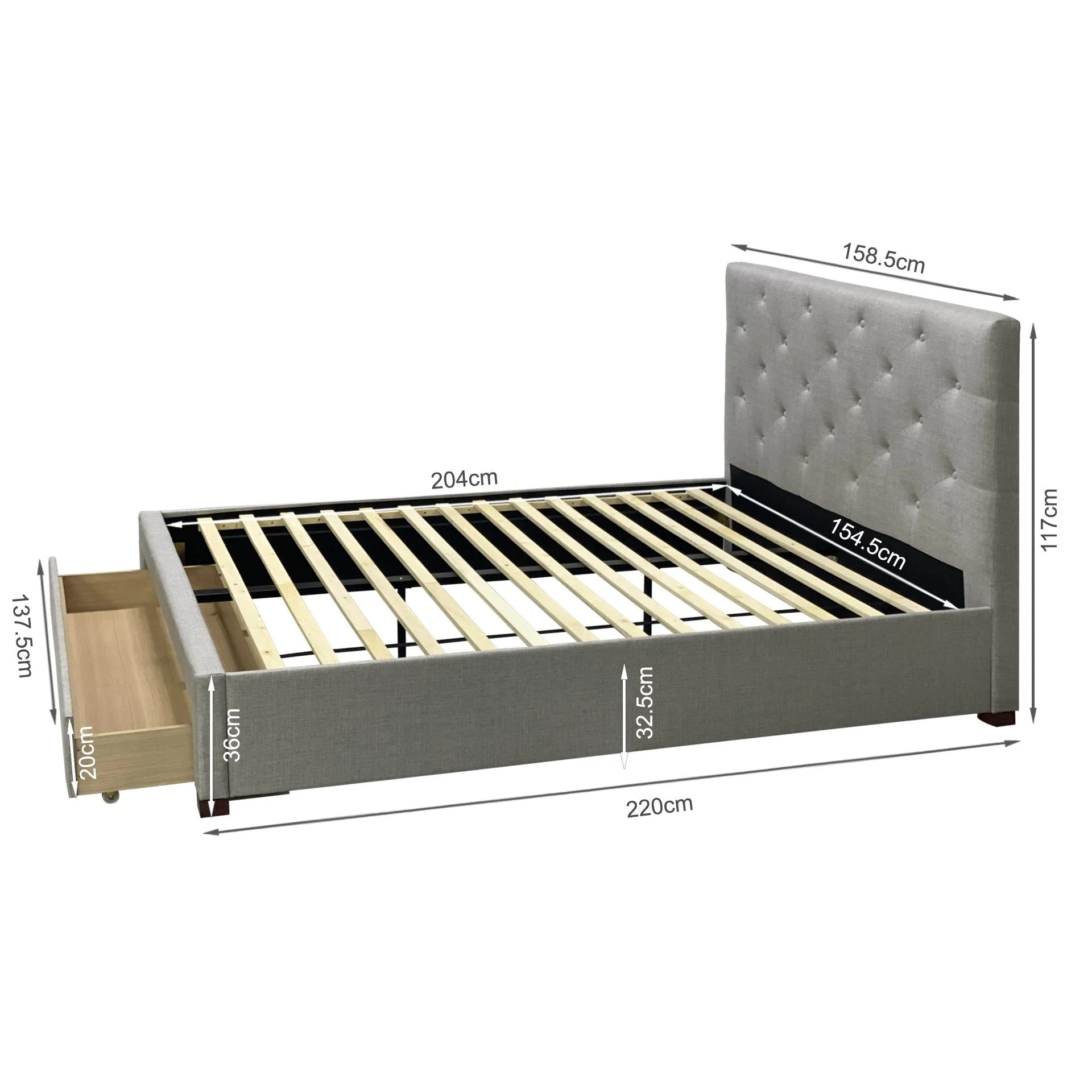 Makra Queen Bed Frame with Storage - Fog - Image 4